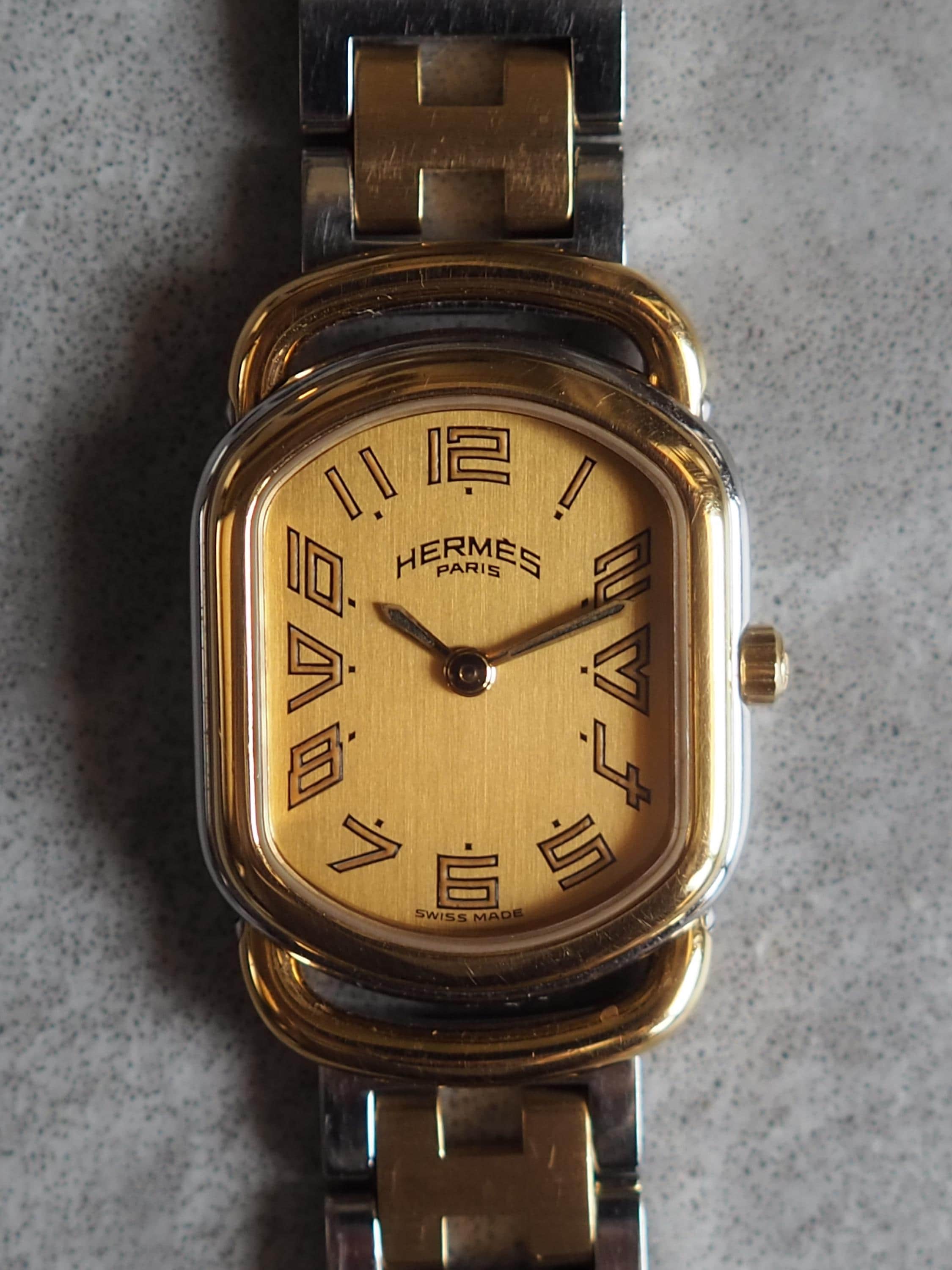 HERMES Rally Watch Ra1.210 Watches Stainless Steel Ladies Gold Silver Quartz Ladies Vintage