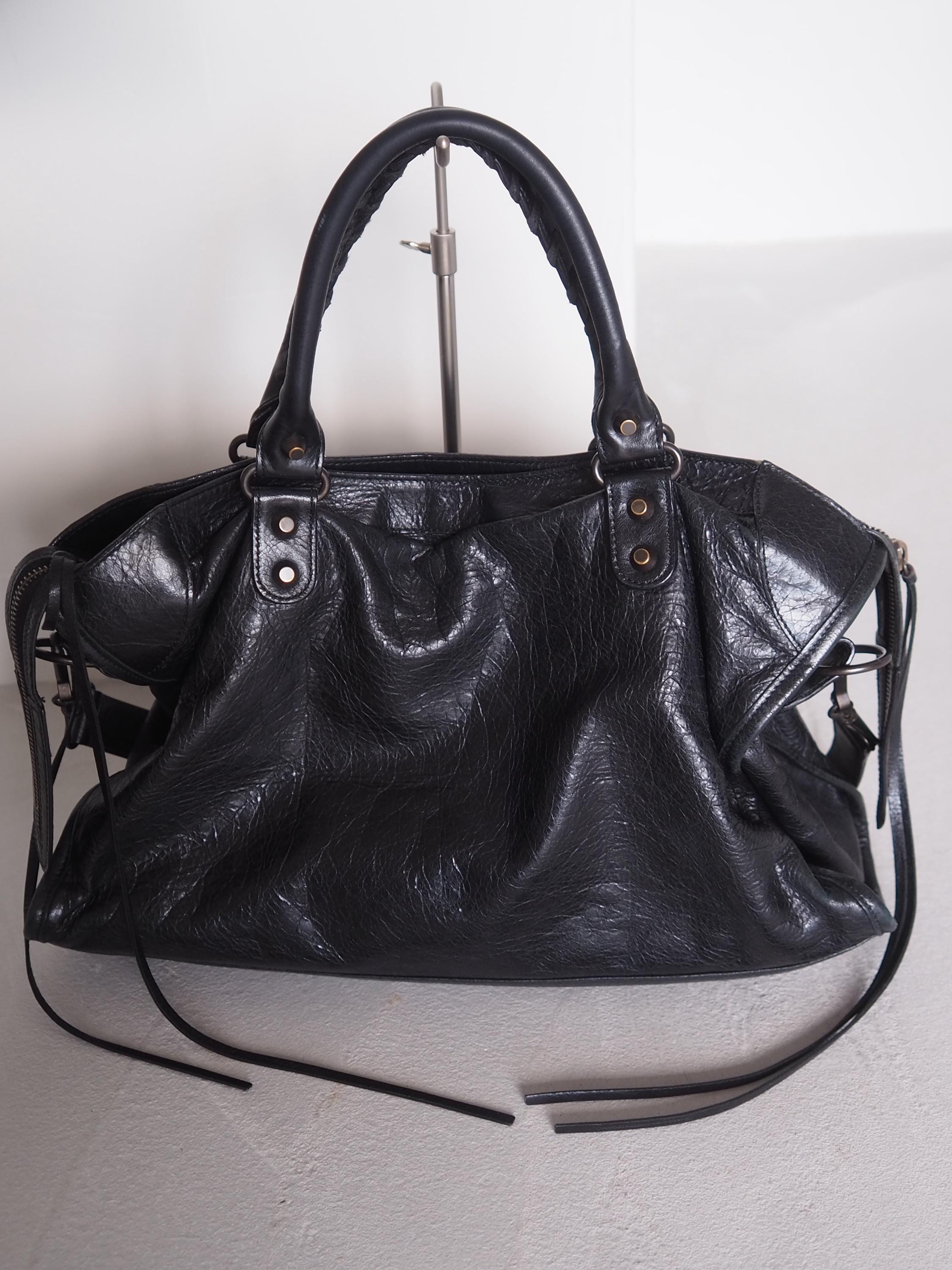 BALENCIAGA Classic City Hand Tote Shoulder bag 2way Black Leather Gold Vintage Authentic