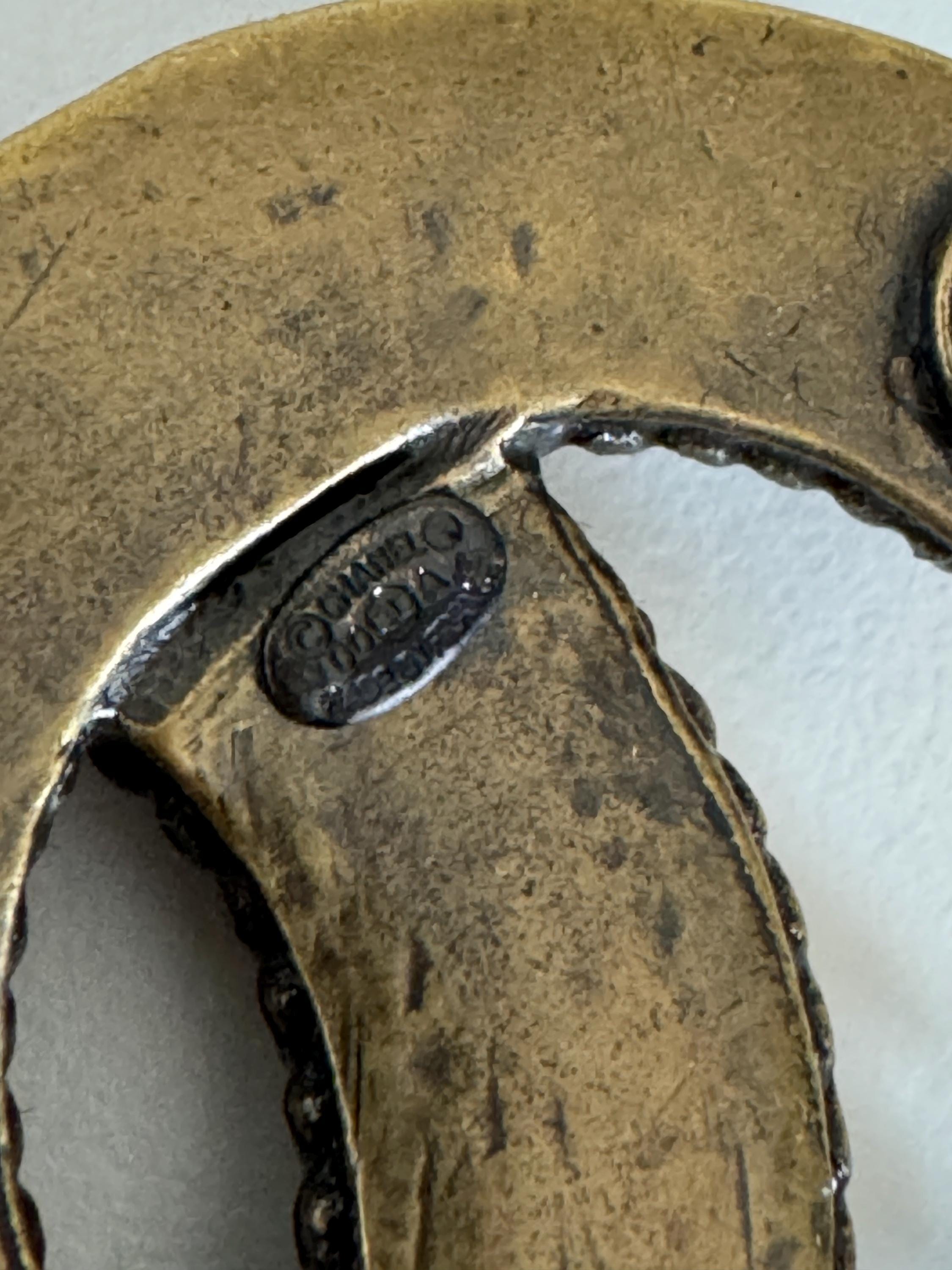 CHANEL COCO Mark Pearl Brooch Metal Gold Color Vintage Authentic