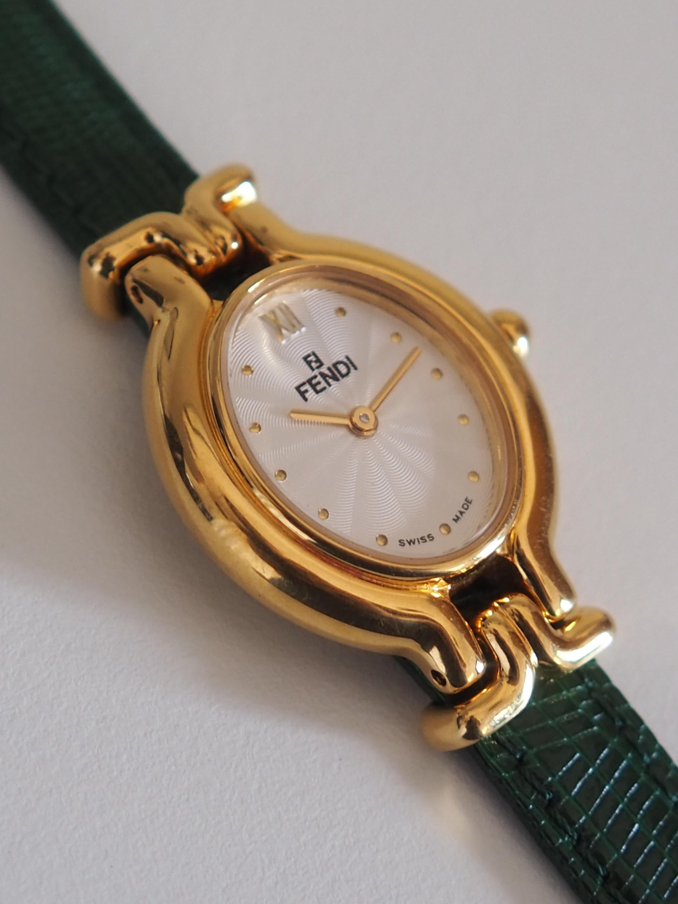 FENDI Chameleon Watch Wristwatch 5 Color Change Belt Quartz Gold color Vintage Authentic Box