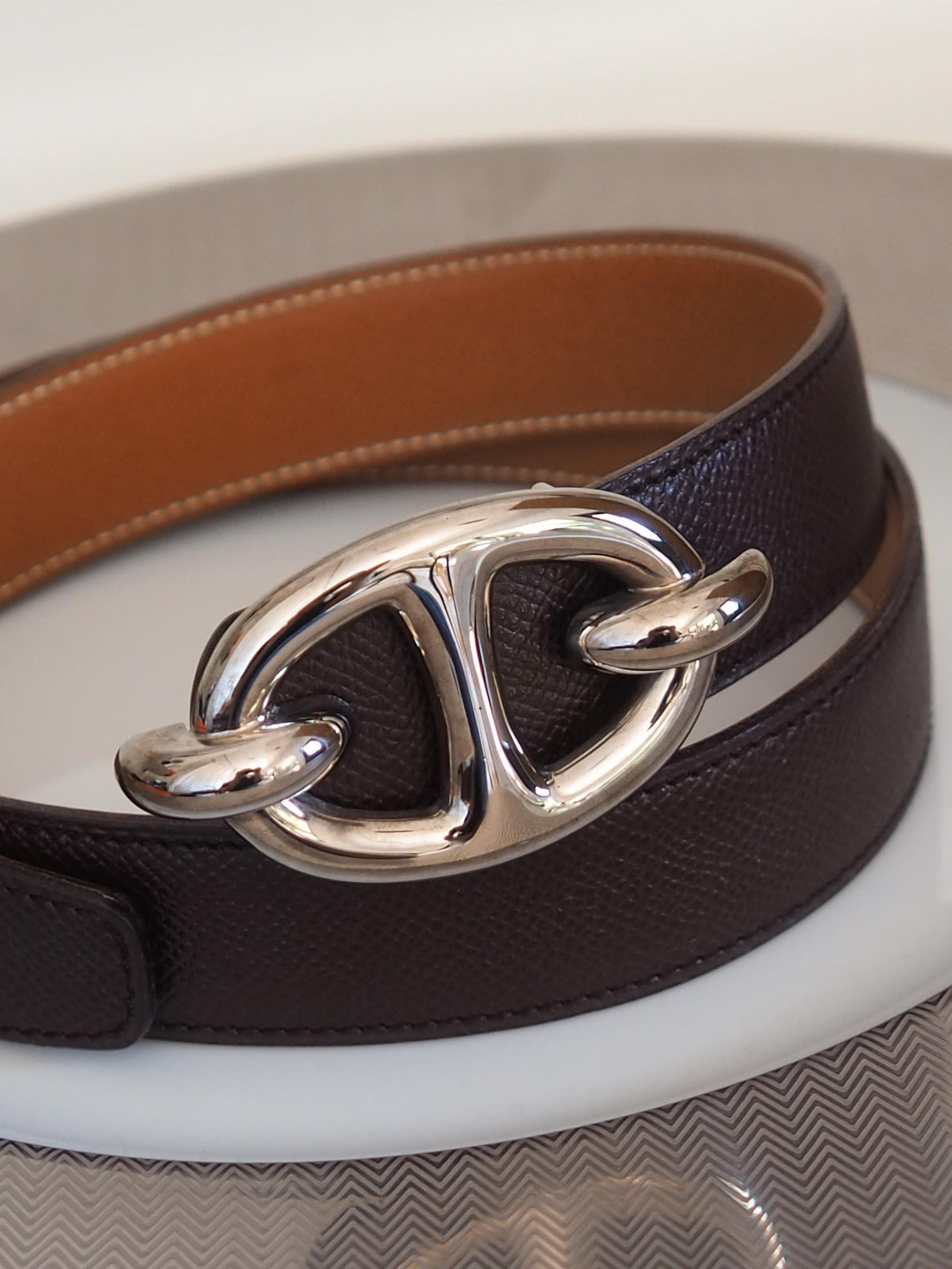 HERMES エルメス シェーヌダンクル ベルト 75 シルバー レディース 