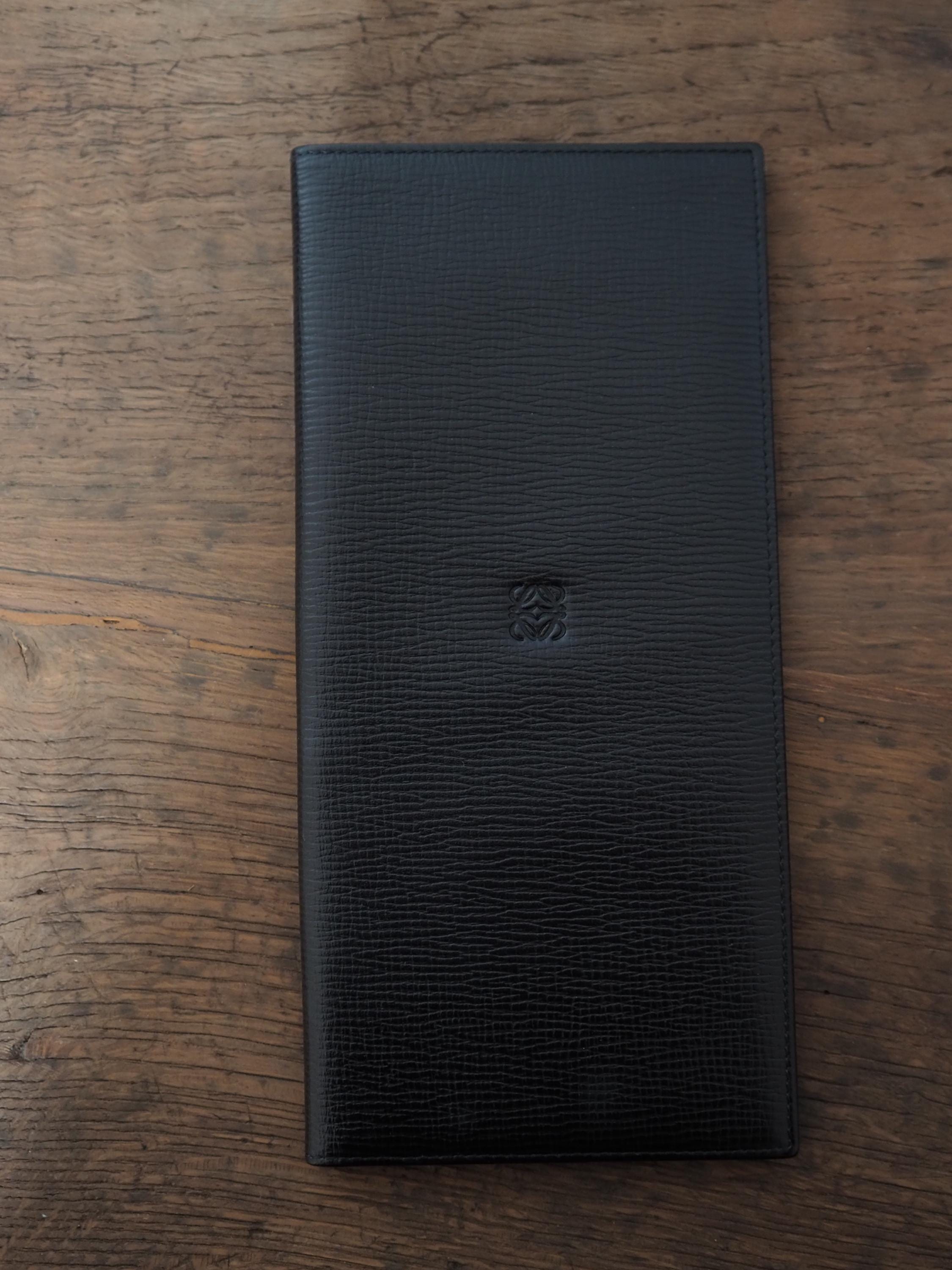 LOEWE Anagram Long Wallet Leather Black Unisex Vintage Authentic