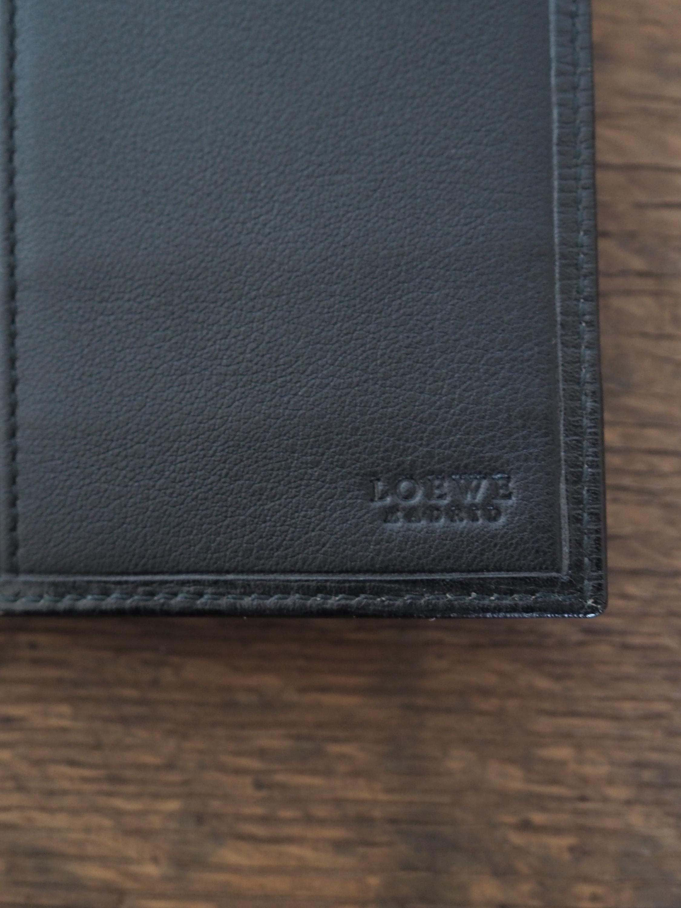 LOEWE Anagram Long Wallet Leather Black Unisex Vintage Authentic