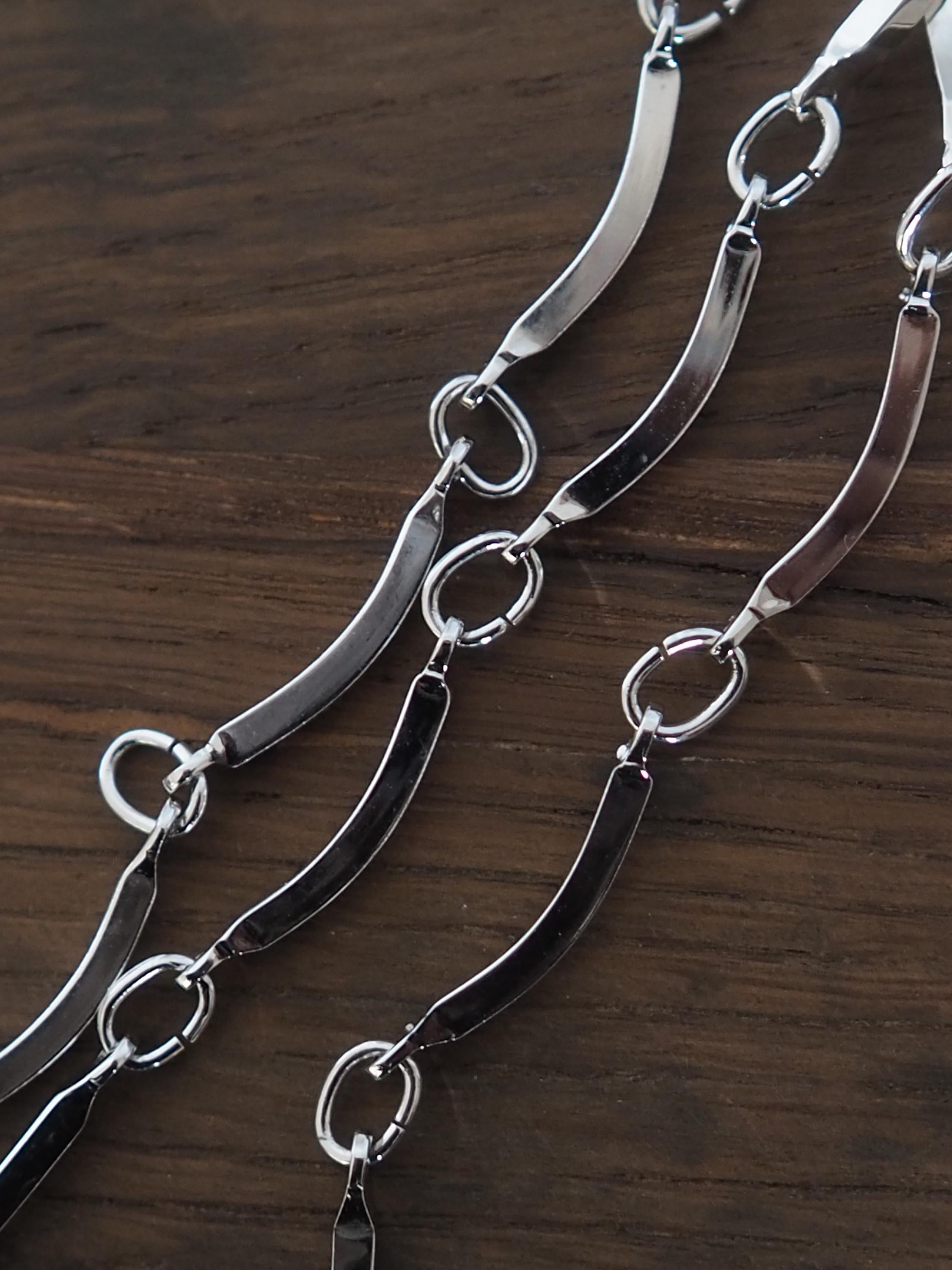 YSL Yves Saint Laurent Chain Long Necklace Silver Metal Vintage Authentic