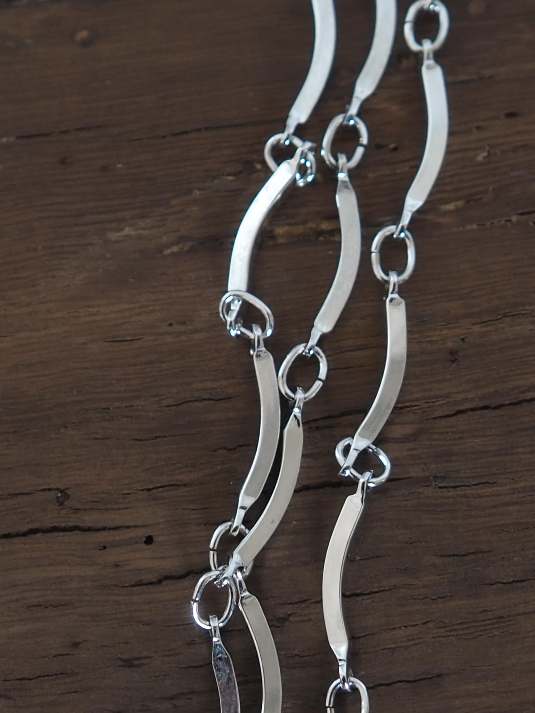 YSL Yves Saint Laurent Chain Long Necklace Silver Metal Vintage Authentic