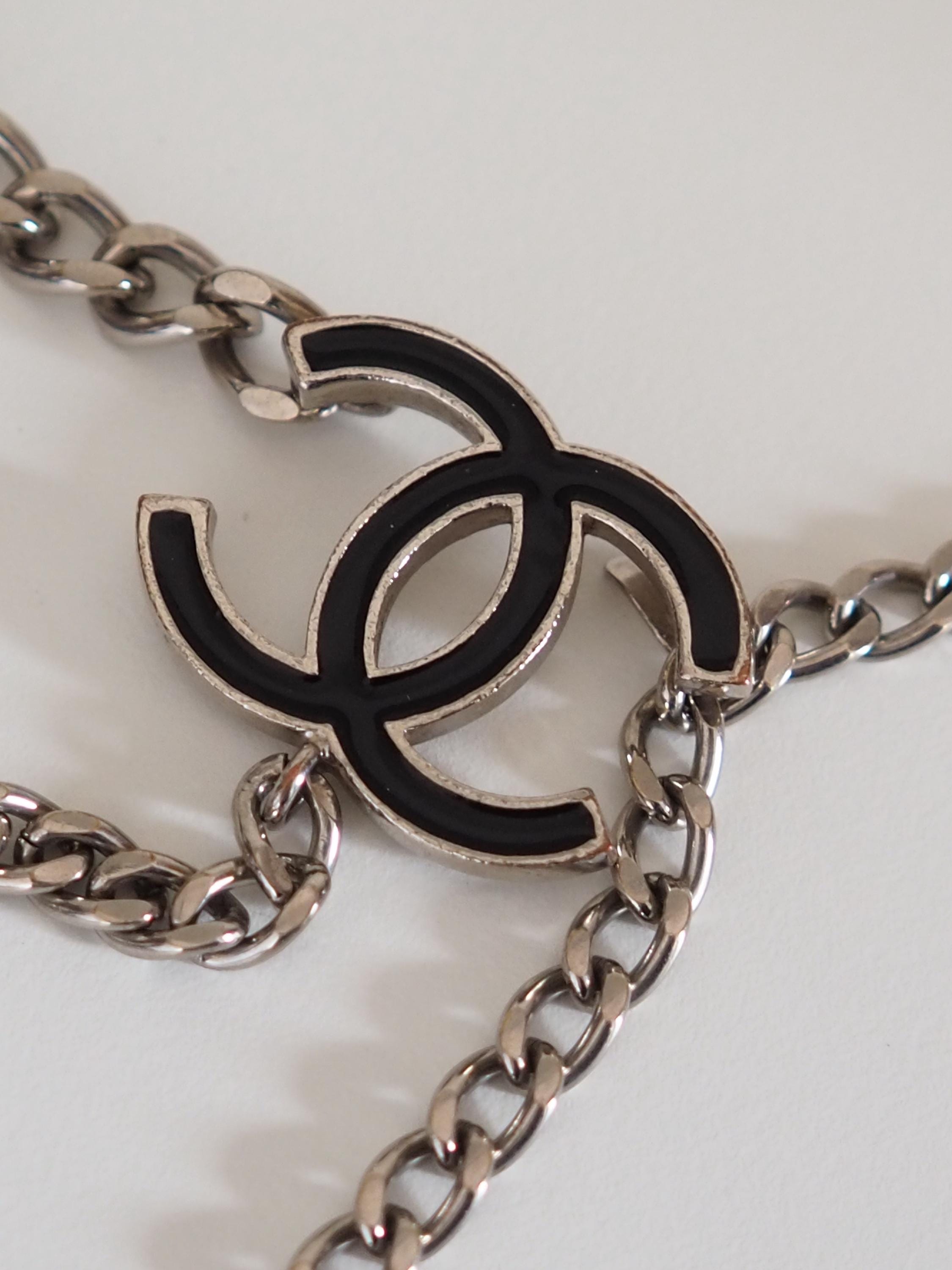 CHANEL COCO Chain Belt Silver Metal COCO Logo Vintage Authentic