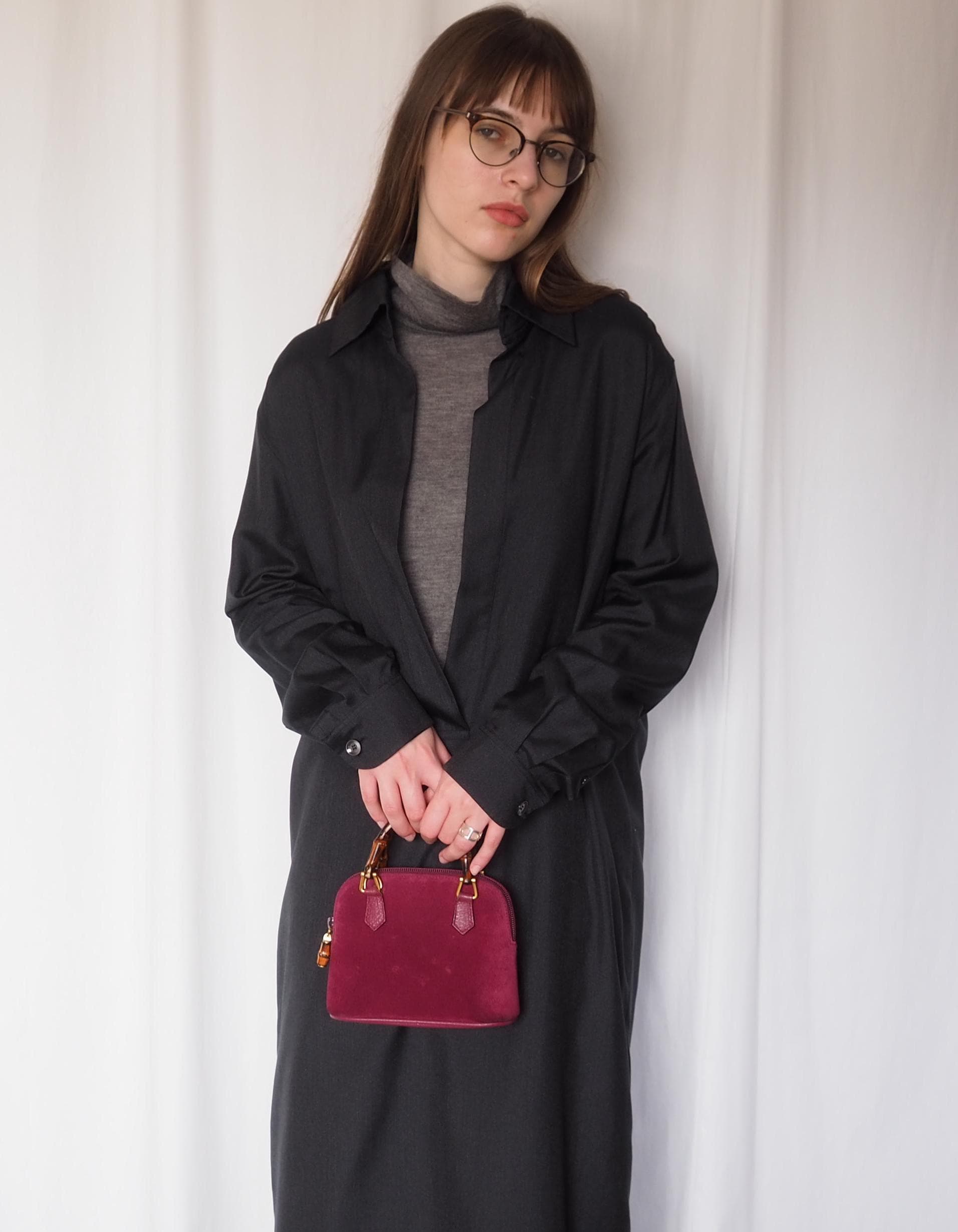 GUCCI Bamboo Mini Hand Shoulder 2way Bag Suede Brown Vintage Authentic