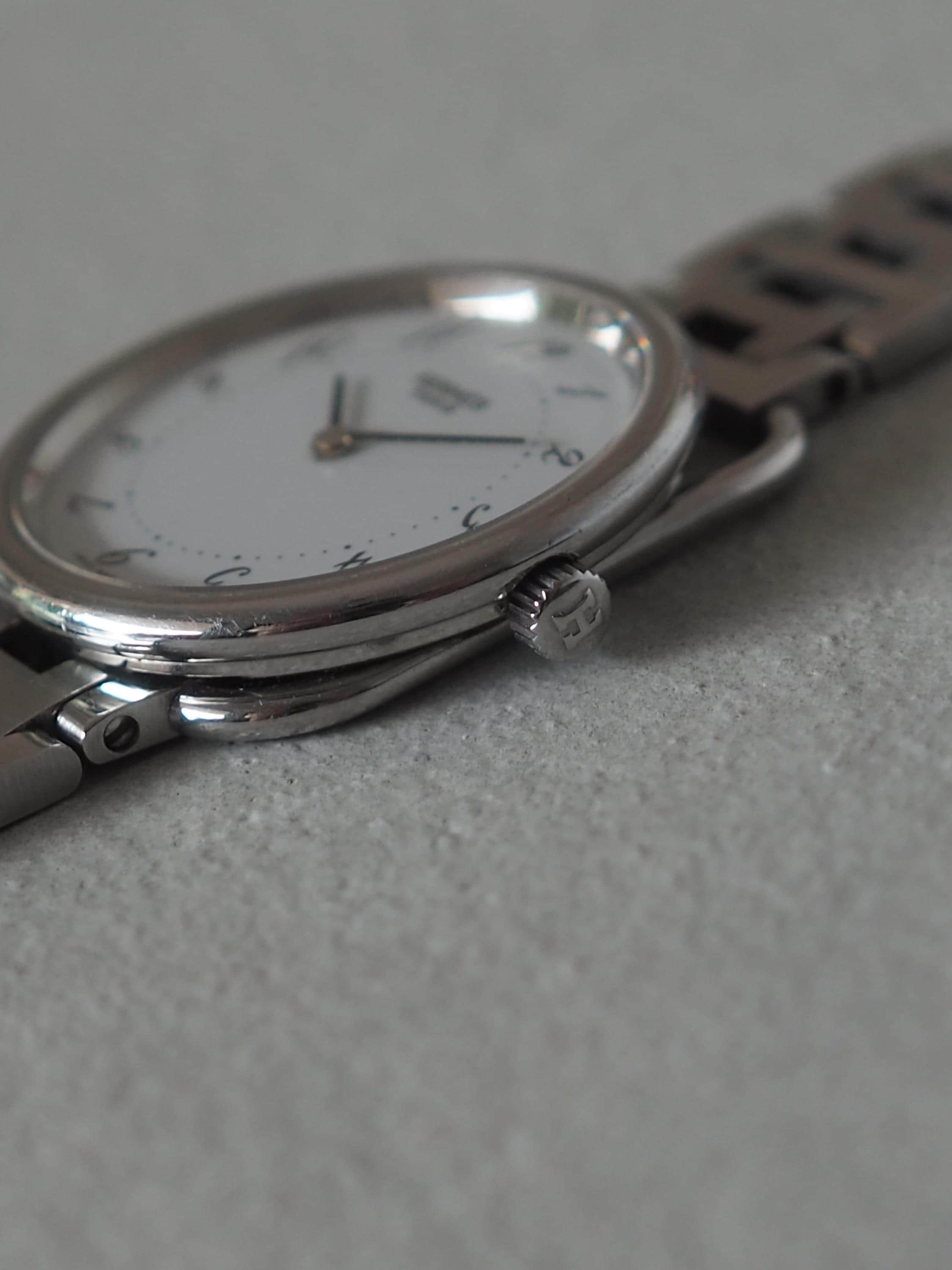 HERMES Also Watch Silver Color Stainless steel Unisex Ladies Vintage Authentic