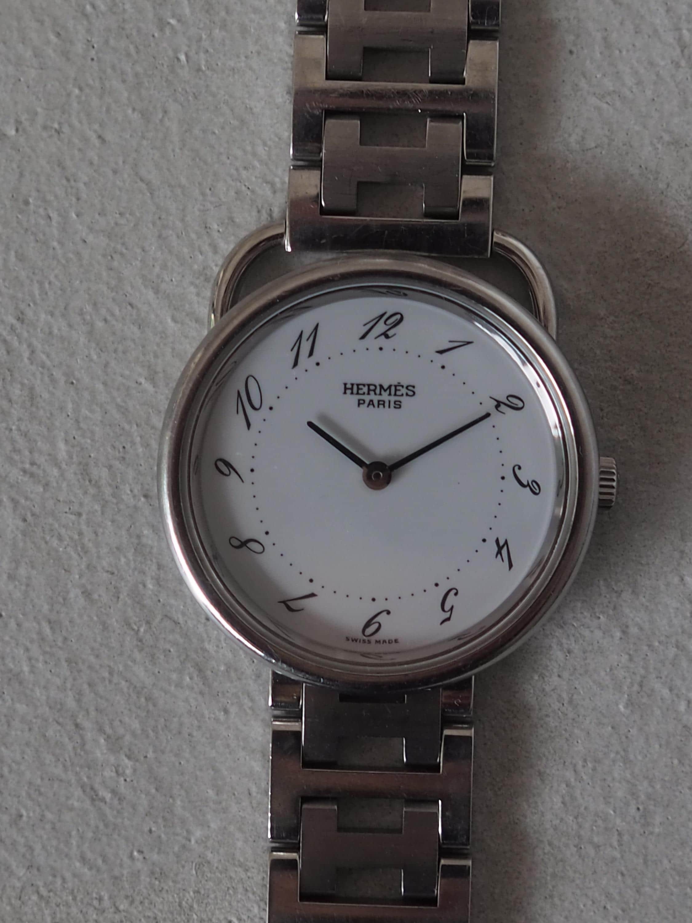 HERMES Also Watch Silver Color Stainless steel Unisex Ladies Vintage Authentic