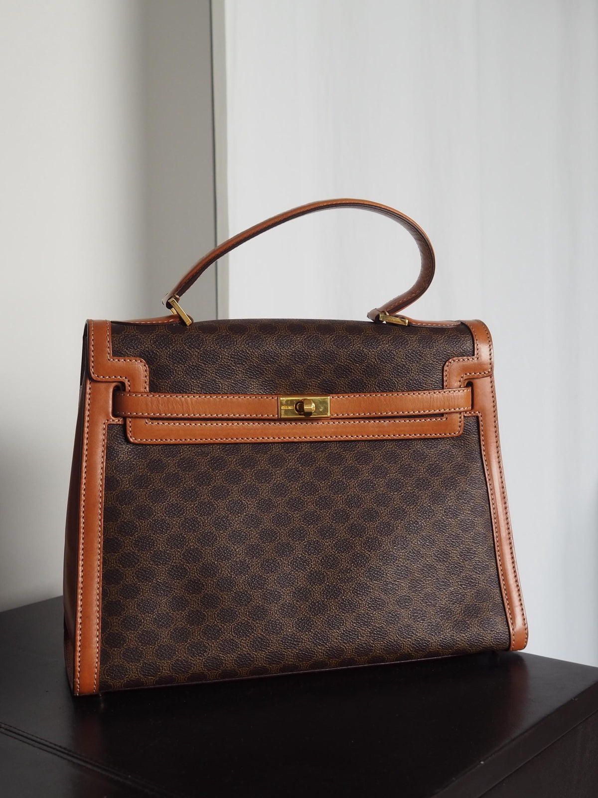 CELINE セリーヌ マカダム ケリー ハンドバッグ ブラウン ヴィンテージ