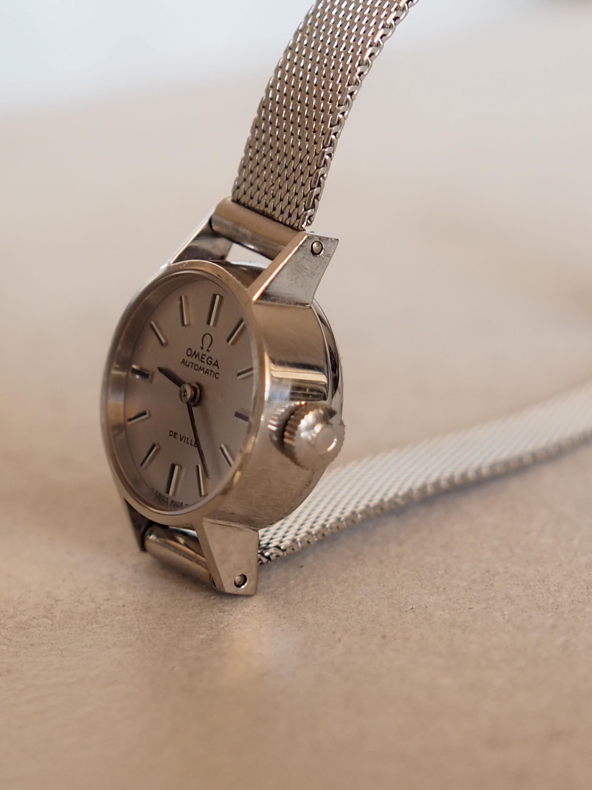 OMEGA DE VILLE Round Watch Silver Color Stainless steel Vintage Automatic Antique Authentic