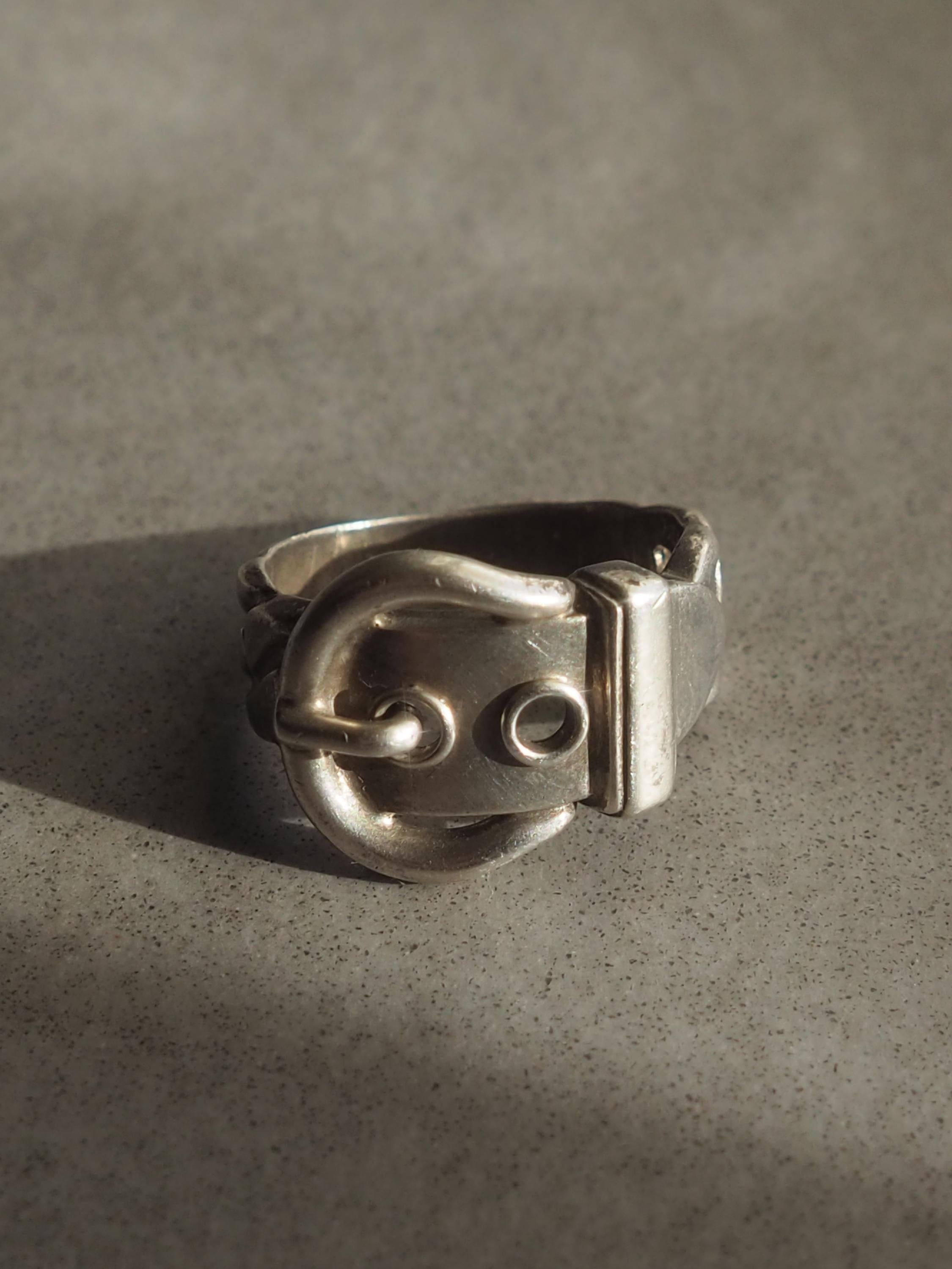 HERMES Ring Book Le Serie SV 925 Silver Unisex US size 5 Vintage Authentic