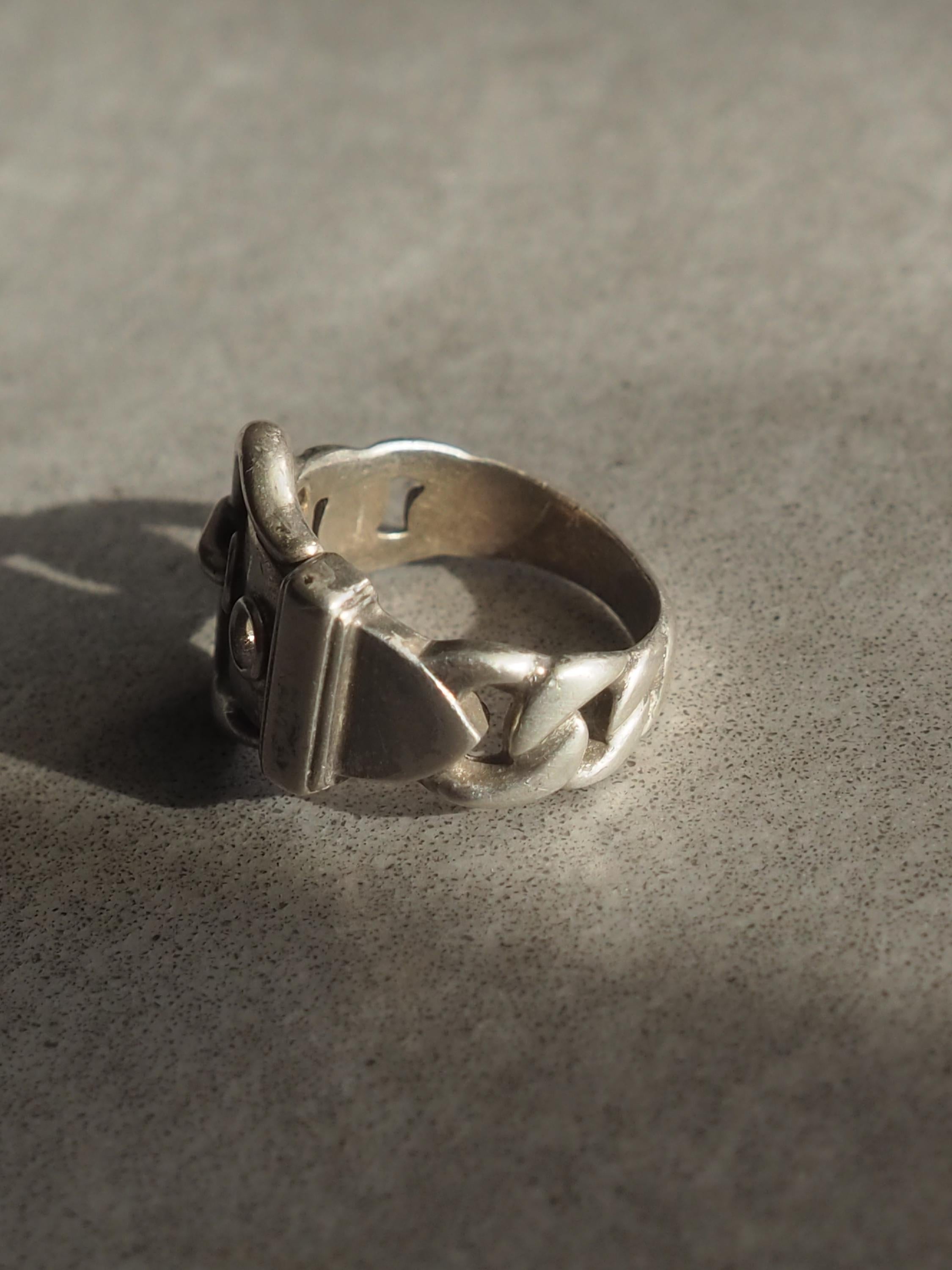 HERMES Ring Book Le Serie SV 925 Silver Unisex US size 5 Vintage Authentic