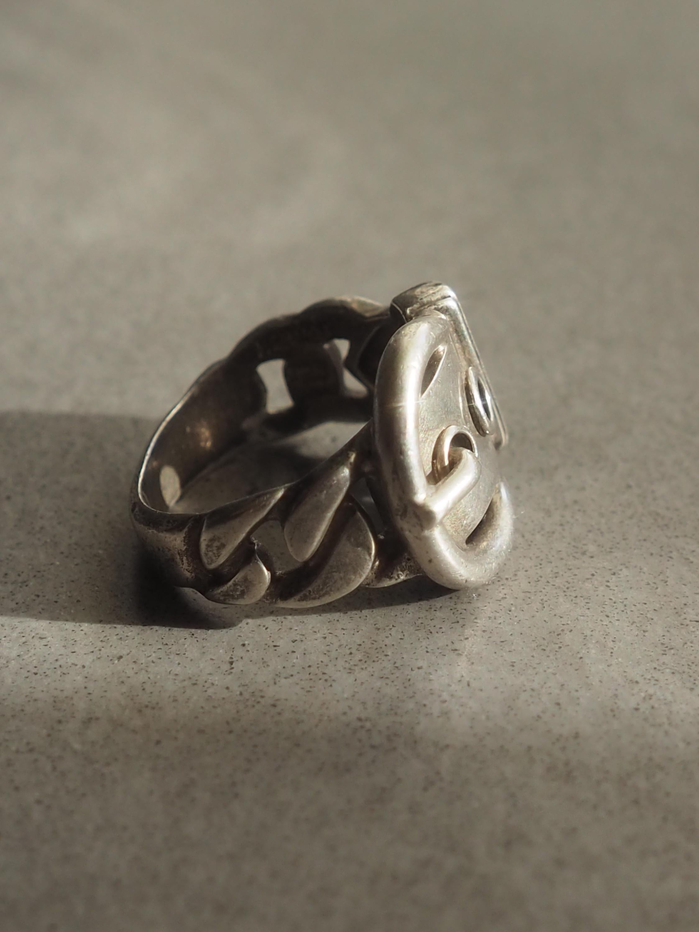 HERMES Ring Book Le Serie SV 925 Silver Unisex US size 5 Vintage Authentic