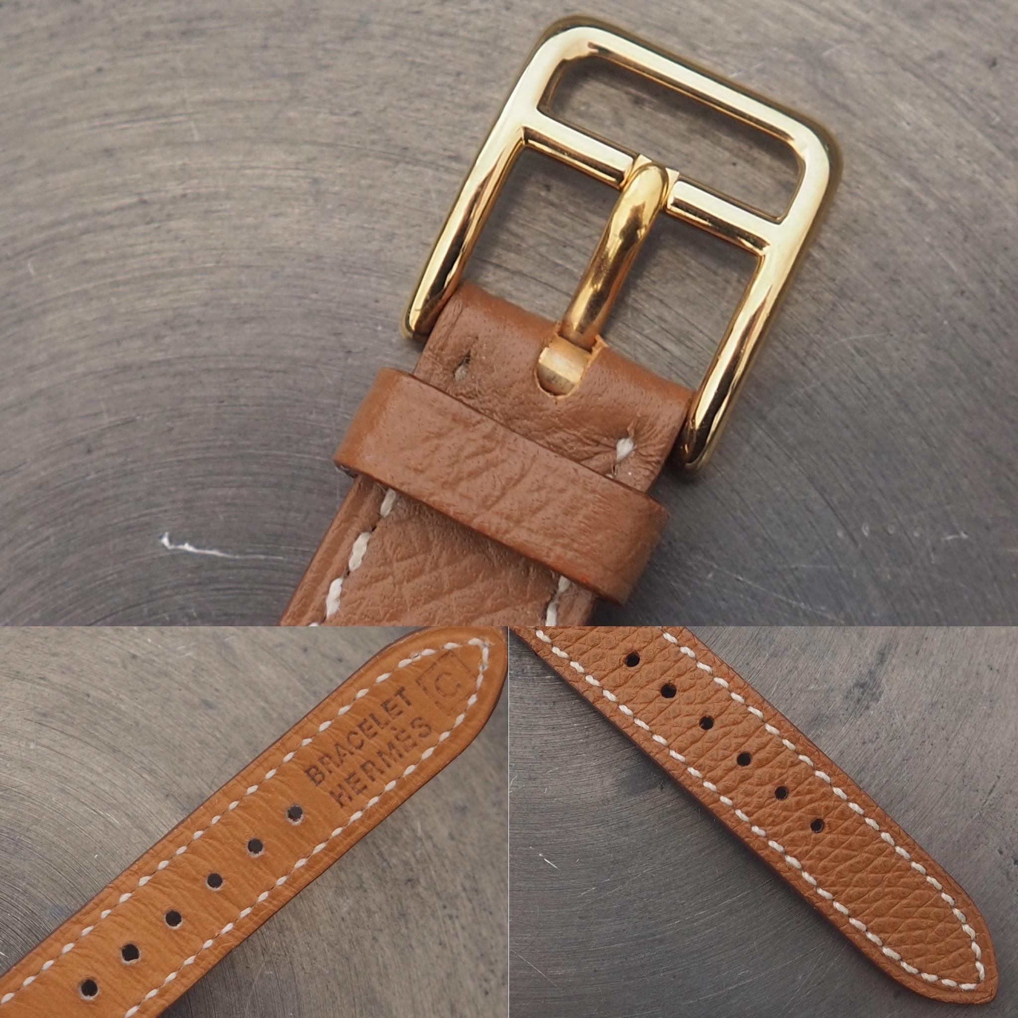 HERMES Carrick Watch Watches Stainless Steel Leather Belt Unisex Mens Ladies Silver Gold Color Combi Watch Wristwatch Quartz Vintage