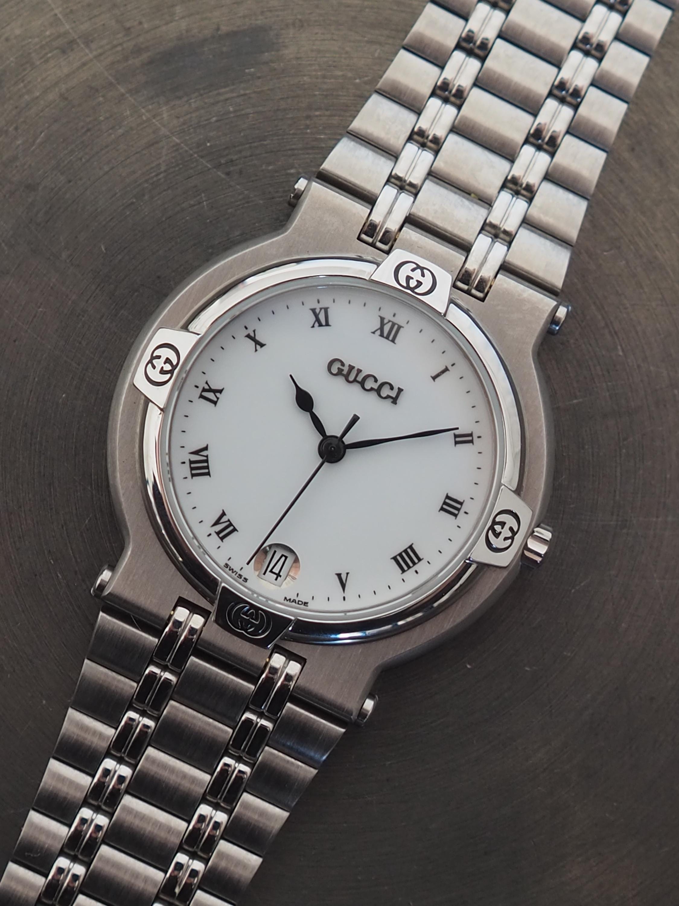 GUCCI Watch Wristwatch Men's Unisex GG Silver Stainless steel Old Vintage Authentic