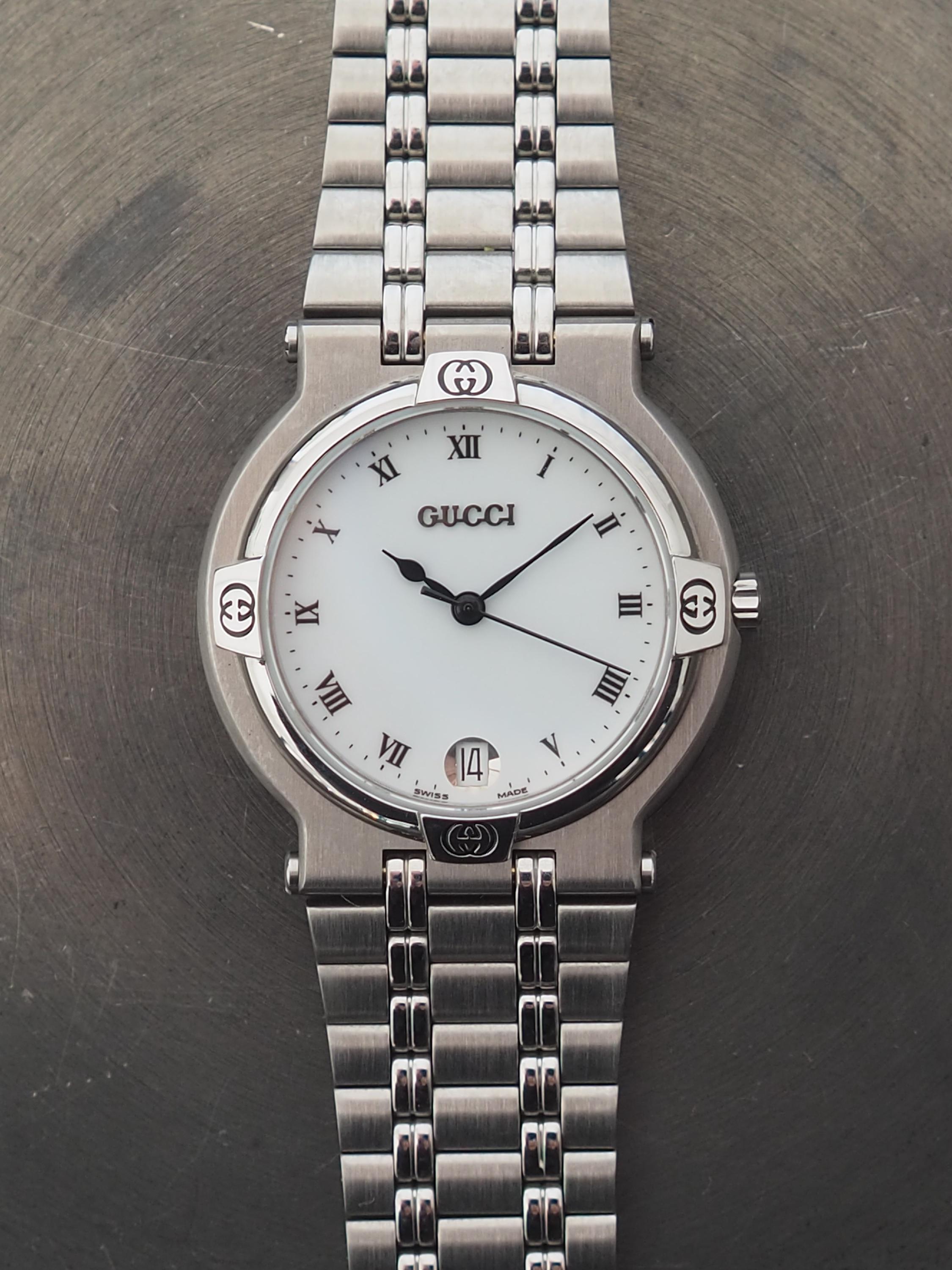GUCCI Watch Wristwatch Men's Unisex GG Silver Stainless steel Old Vintage Authentic