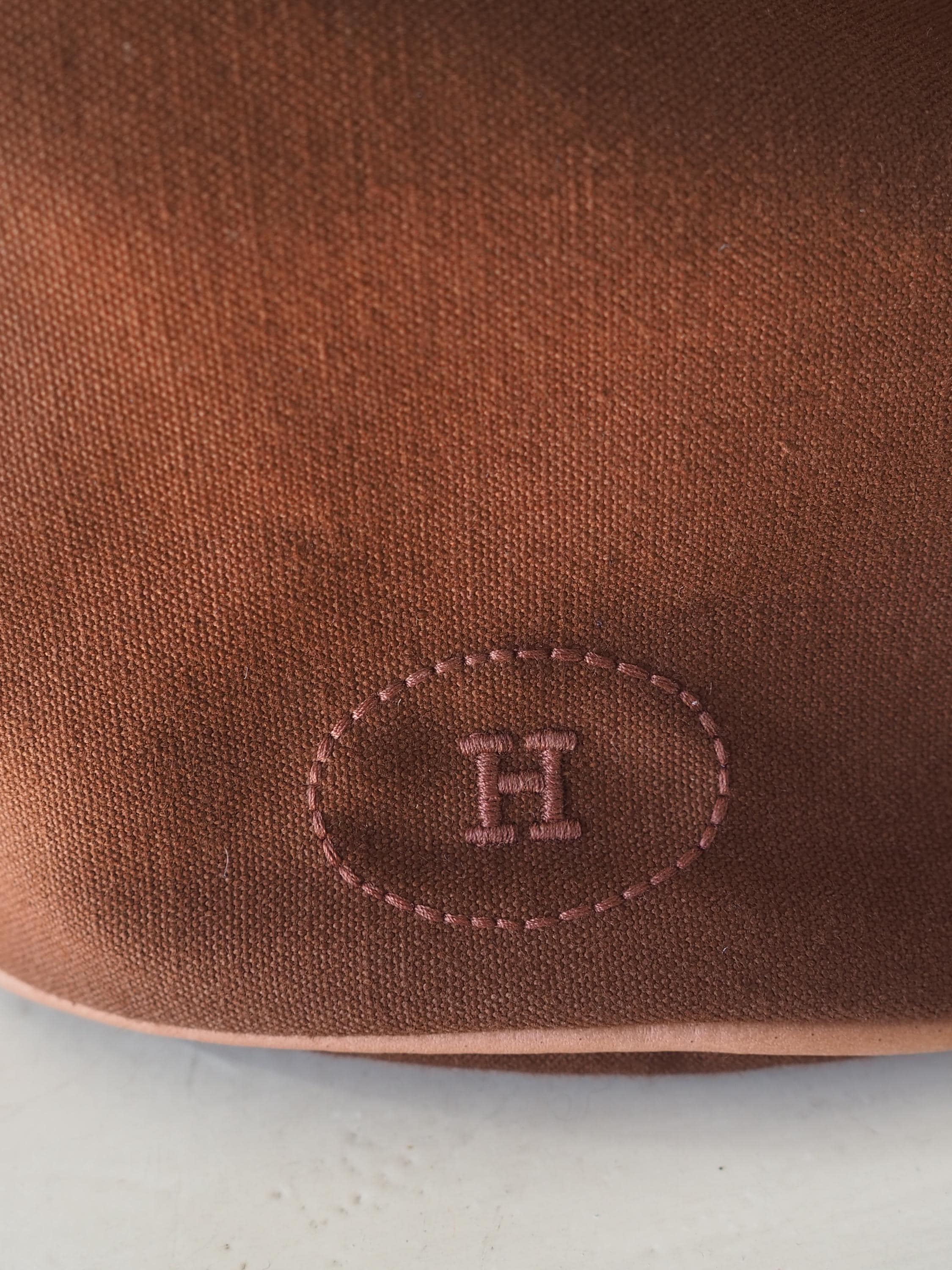 HERMES Polochon Mimir Backpack Canvas Leather Brown Authentic Vintage