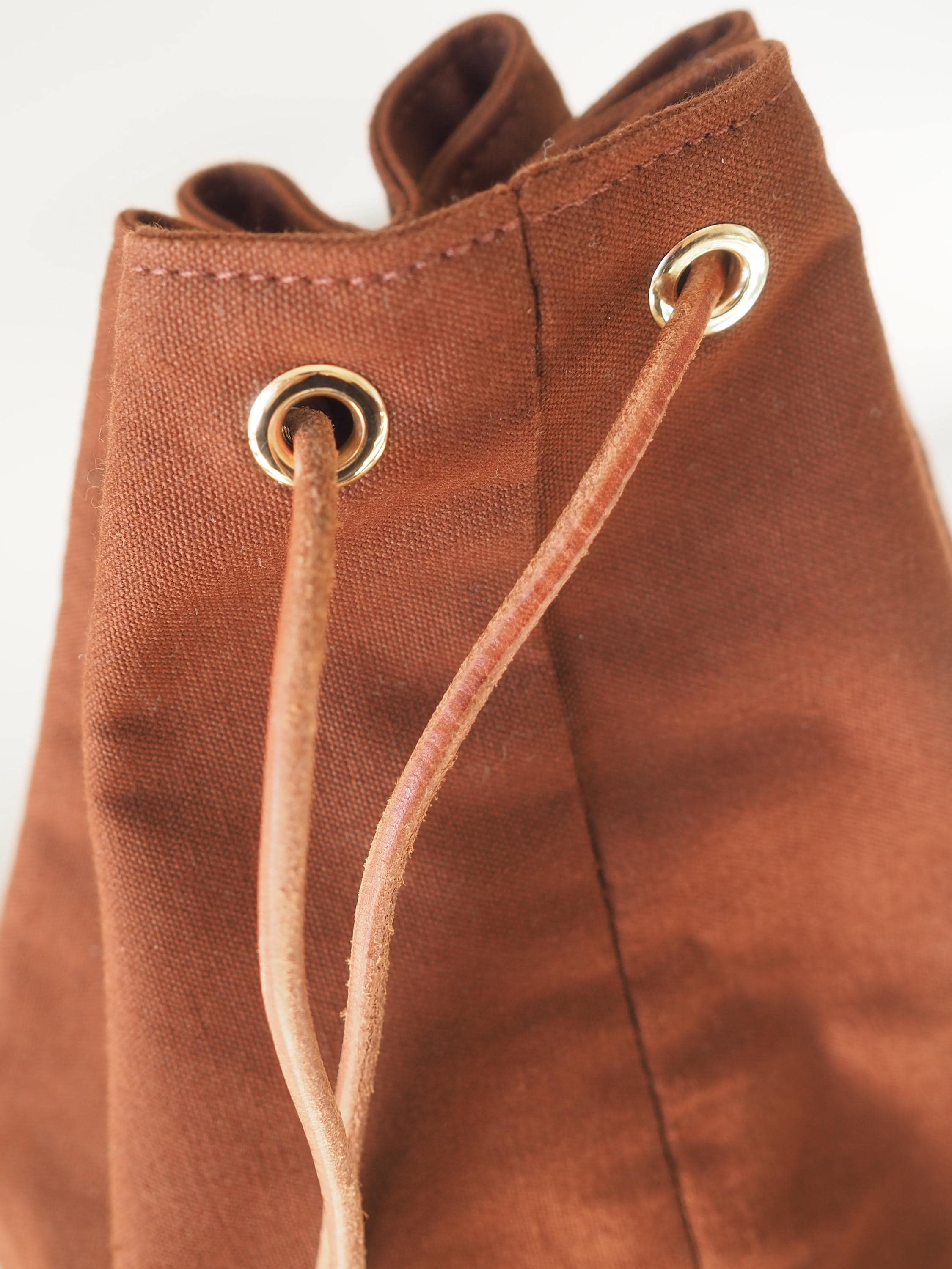 HERMES Polochon Mimir Backpack Canvas Leather Brown Authentic Vintage