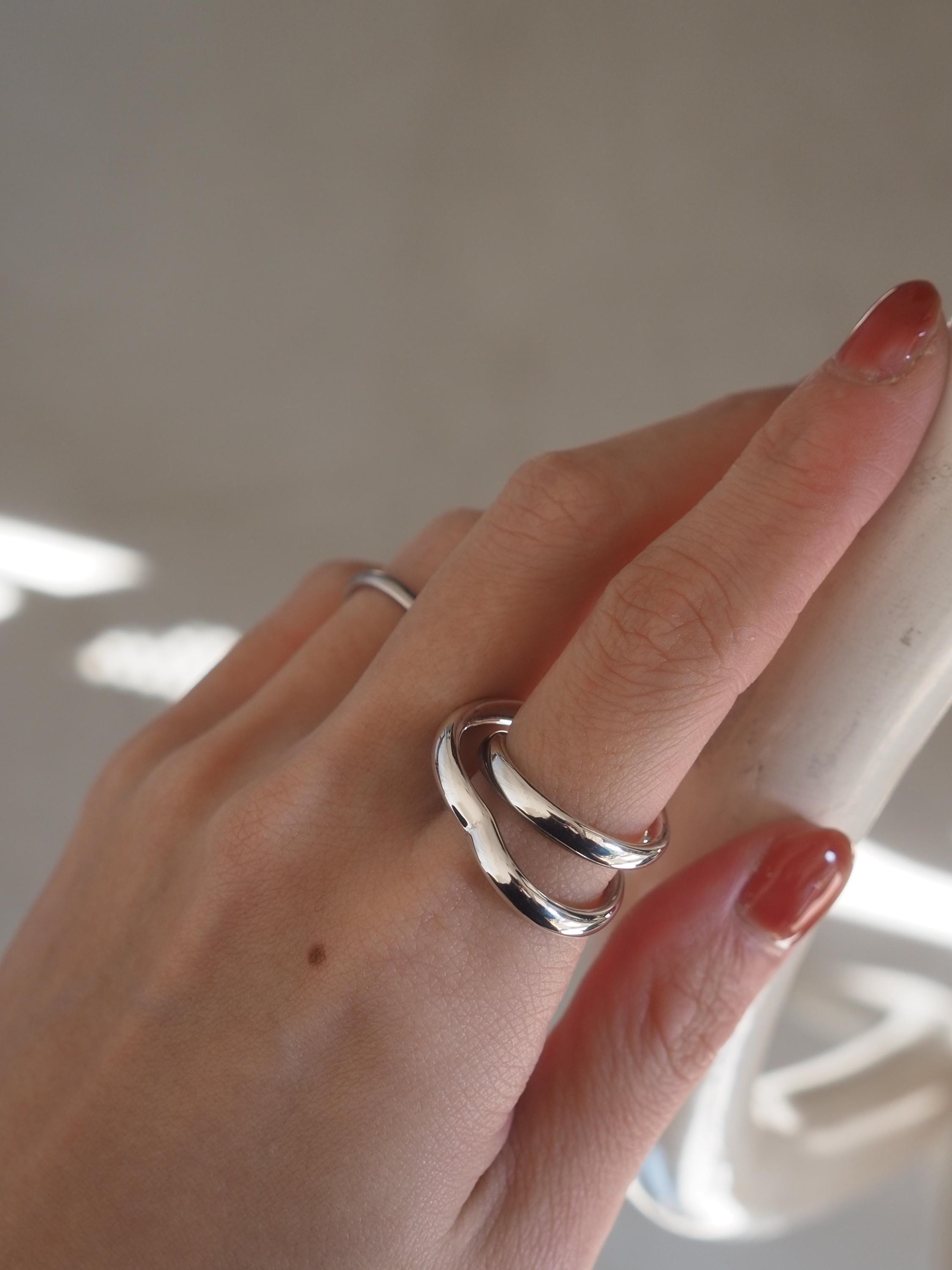 HERMES Ring Vertige Size 52 SV925 Sterling Silver Vintage Authentic Box