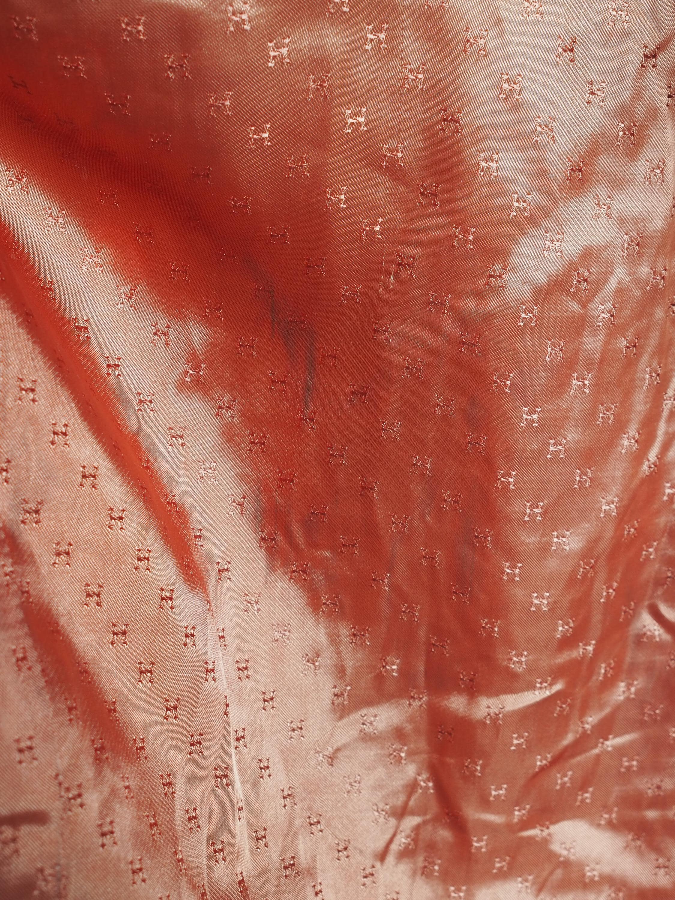 HERMES Quilted Jacket Buffalo horn Button Size 48 Unisex Khaki Green Vintage Authentic