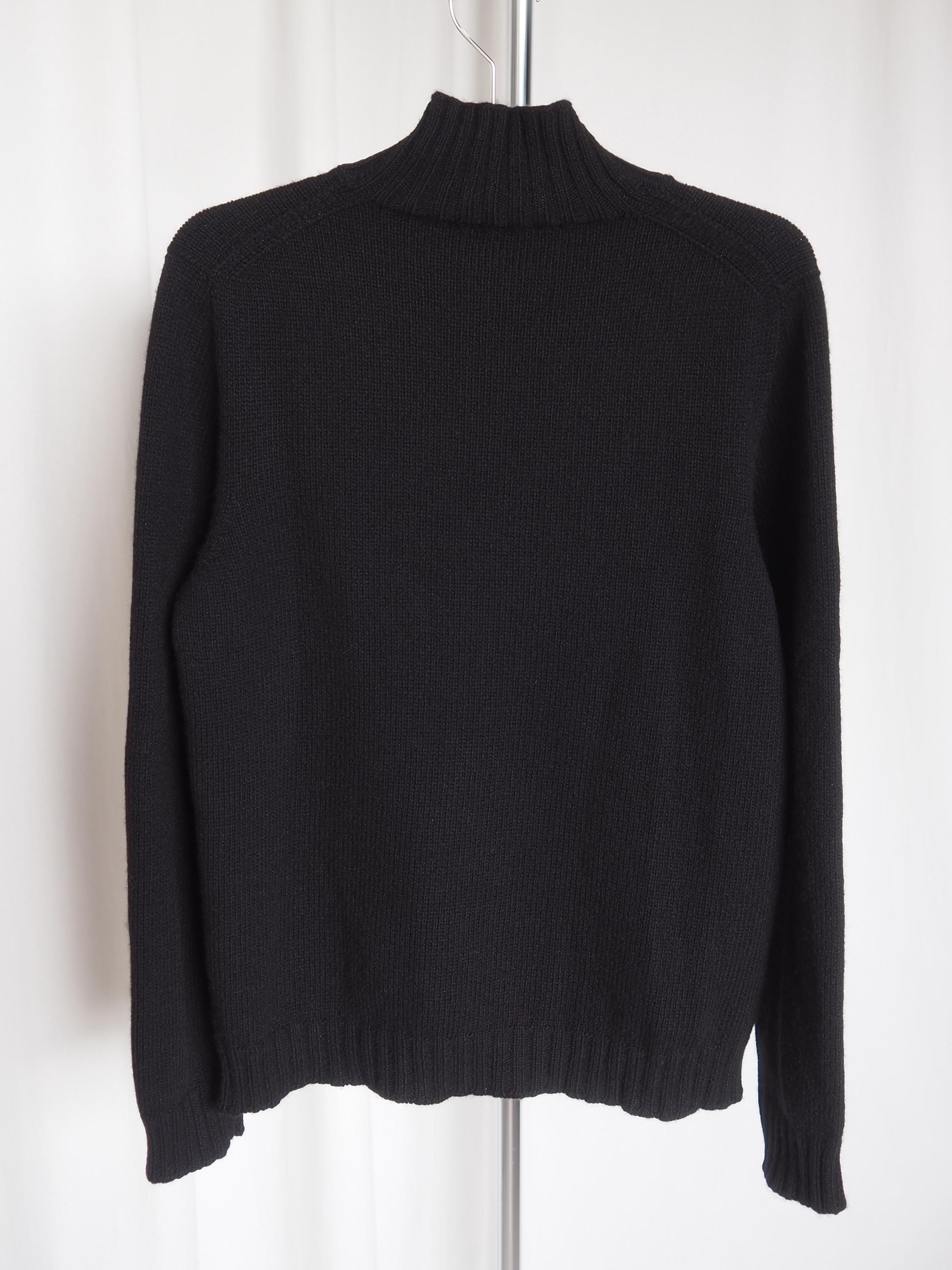 HERMES by Martin Margiela High Neck Cashmere Knit Black Vintage Authentic