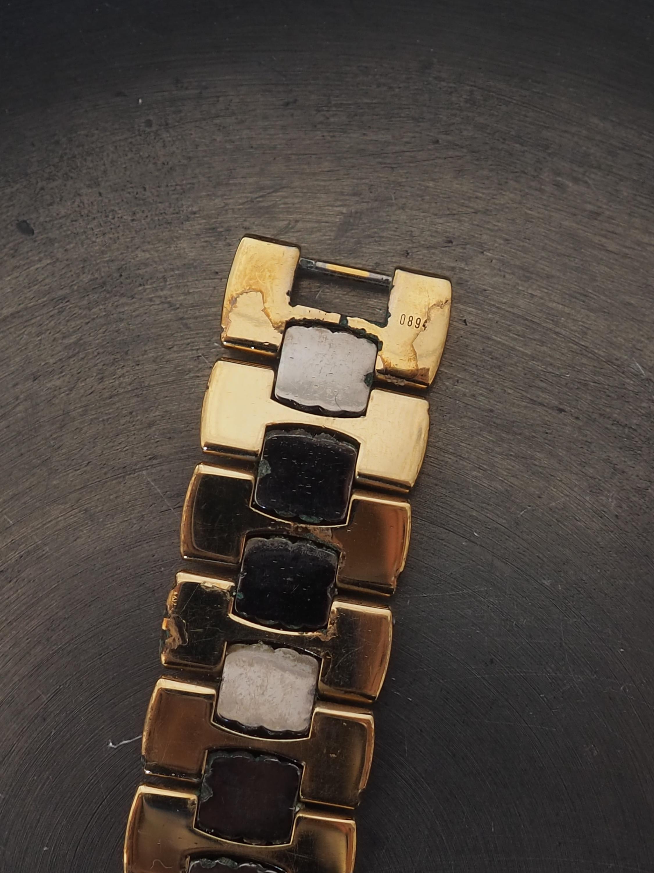 Christian Dior Octagon Watch Gold Silver Metal Quartz Wristwatch Unisex Mens Ladies Vintage Authentic