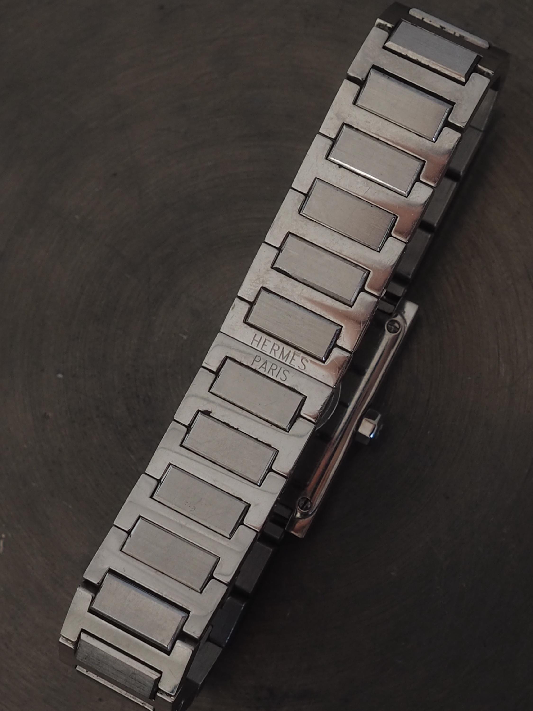 HERMES Tandem Watches Watch TA1.210 Silver Color Stainless steel Brown dial Vintage Authentic