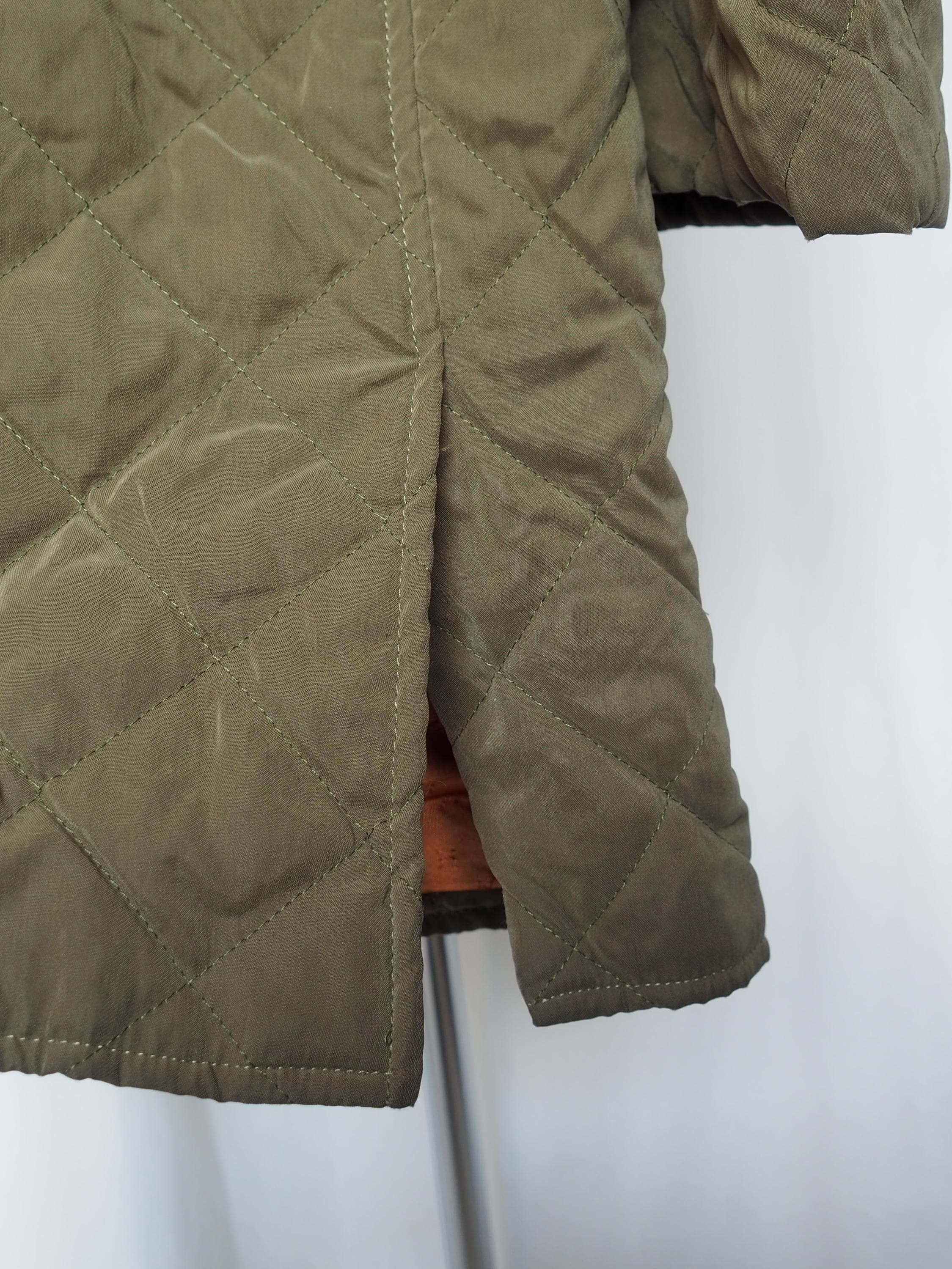 HERMES Quilted Jacket Buffalo horn Button Size 48 Unisex Khaki Green Vintage Authentic