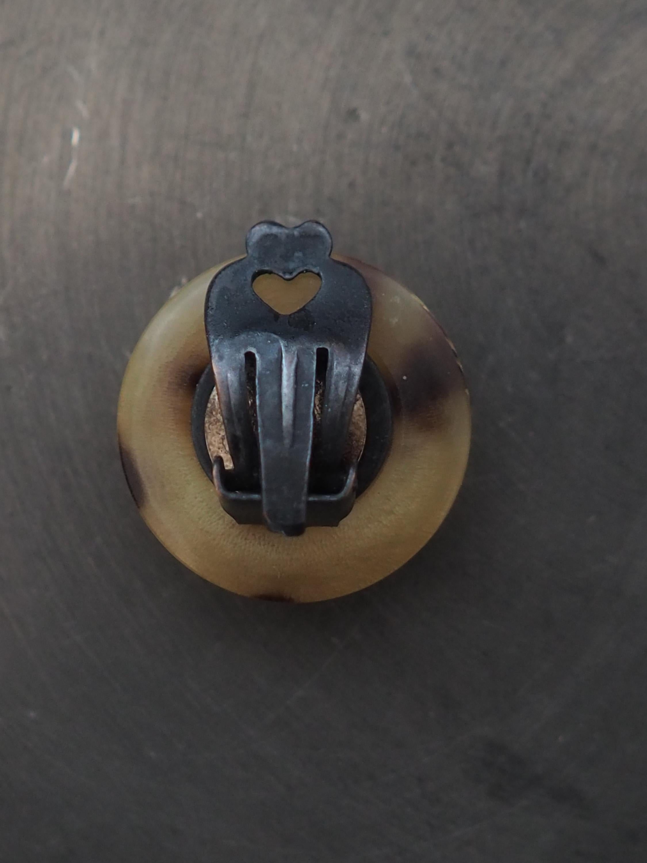 HERMES Horn Wrapper Buffalo horn Earrings accessories Vintage Authentic