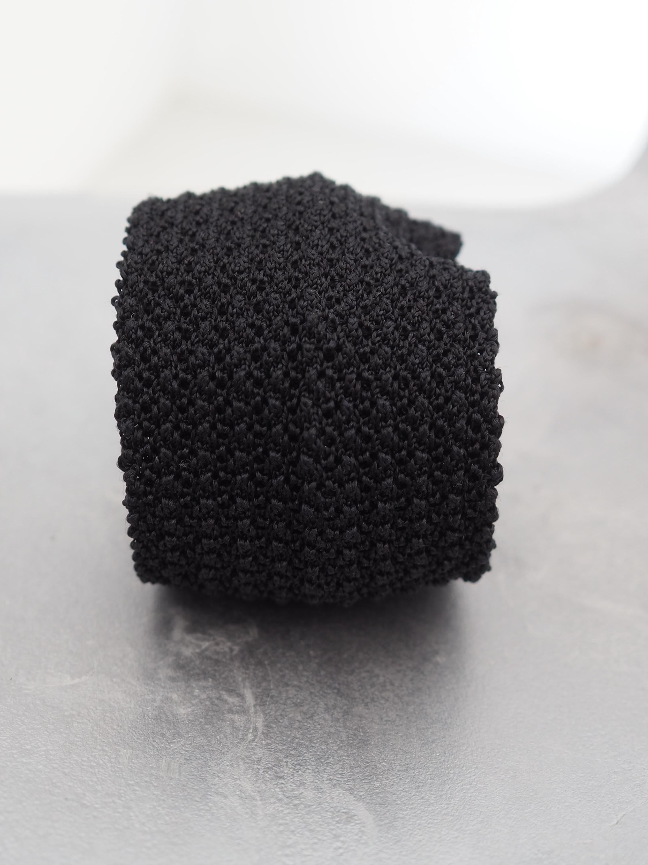 HERMES Knit Tie Black Silk Vintage Authentic