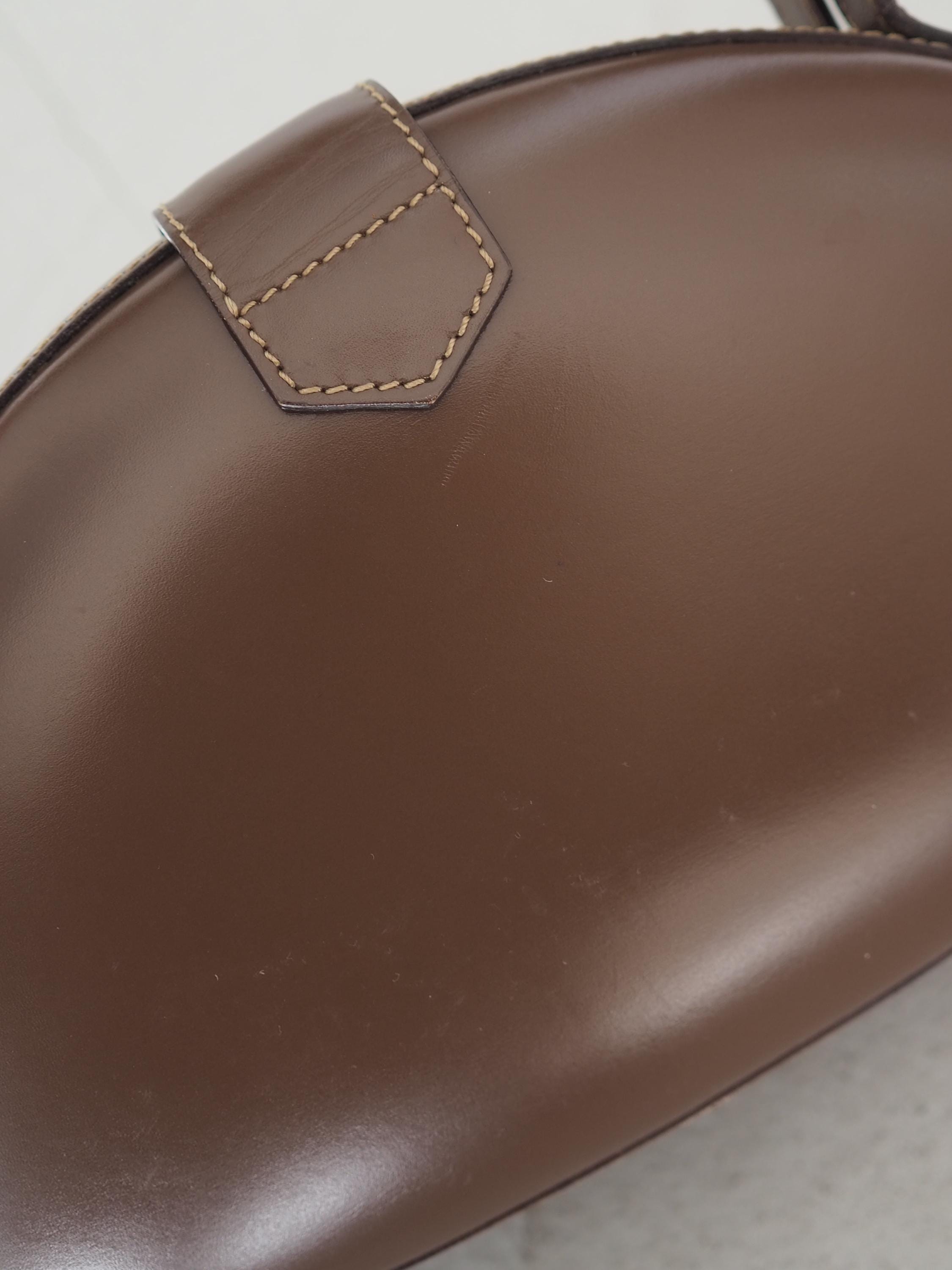 LOEWE Circle Hand Bag Anagram Brown Leather Vintage Authentic Very Rare