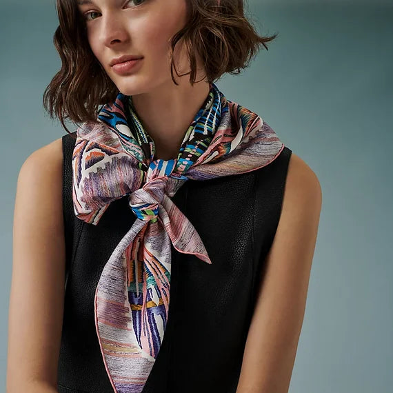 HERMES Scarf Care 90 " Le Chat Carre "