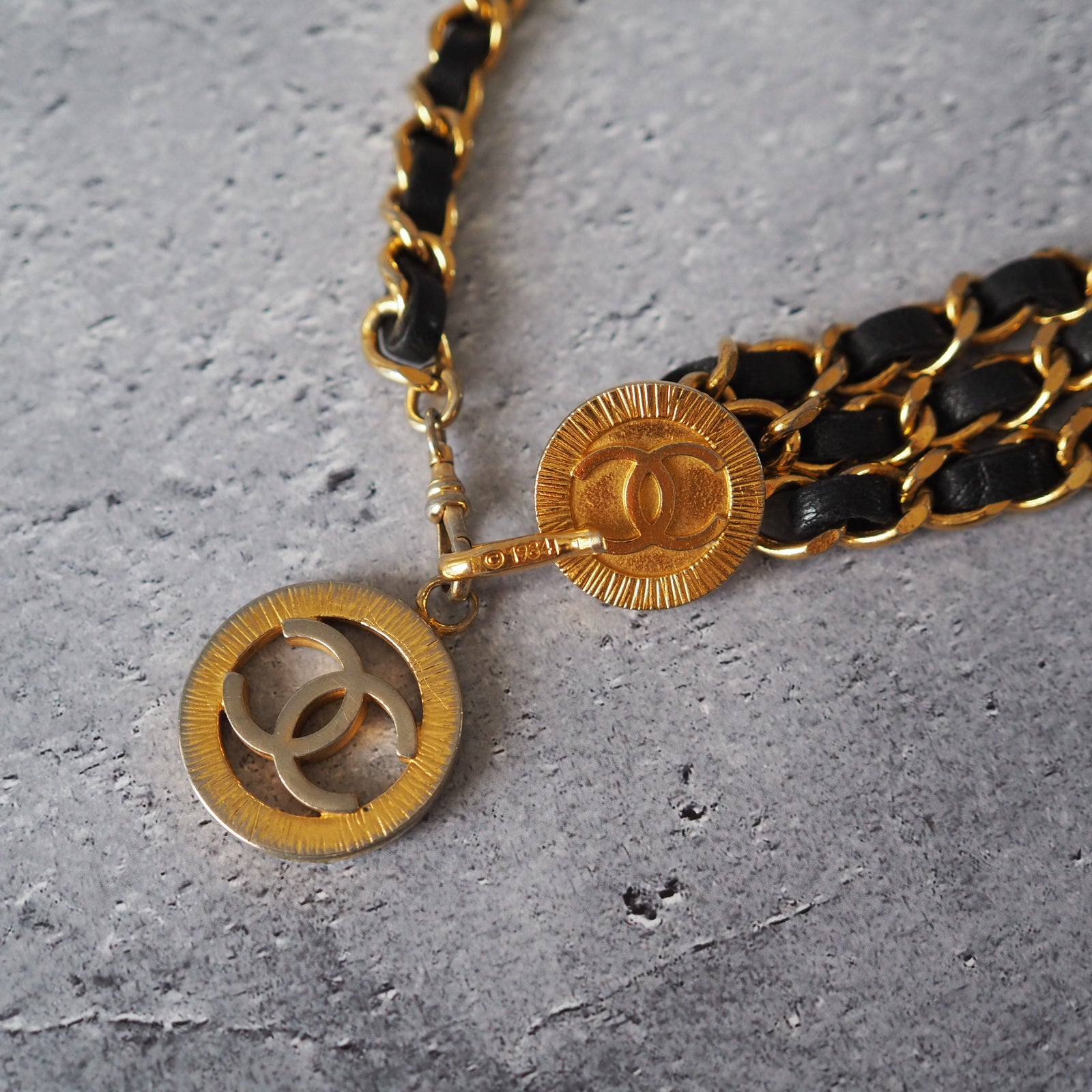 Chanel Chain Belt Coco Black Leather