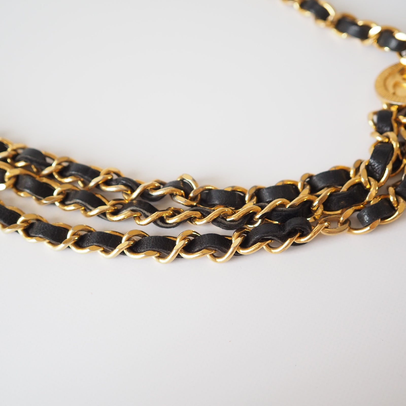 Chanel Chain Belt Coco Black Leather