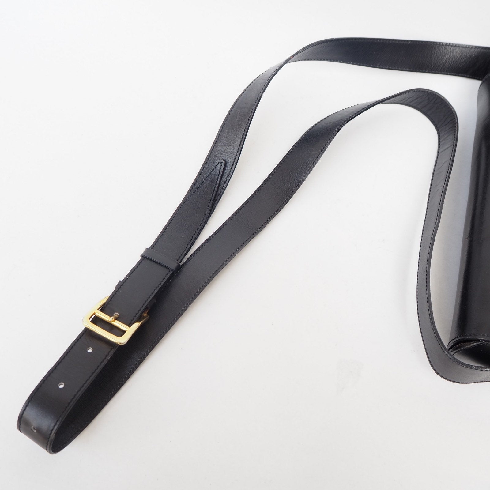 CELINE Sulky Metal parts Flap Shoulder bag Calf leather Black GHW Authentic Vintage Classical