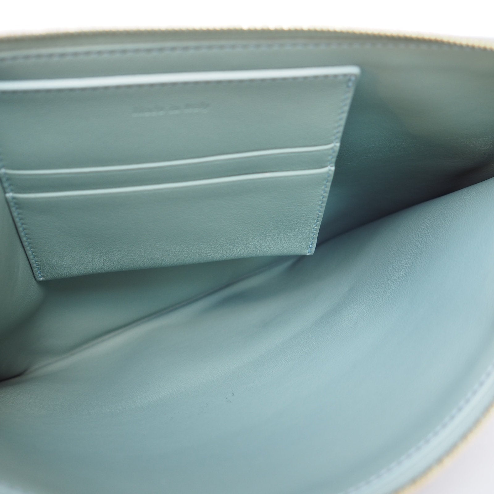 CELINE Crutch Bag Pouch Mint Green Leather Authentic Vintage Classical