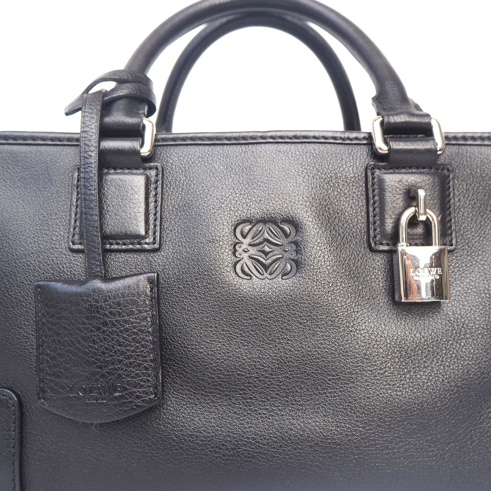 LOEWE Amazona 29 Anagram Hand Mini Boston Bag Black Silver Leather Vintage Authentic