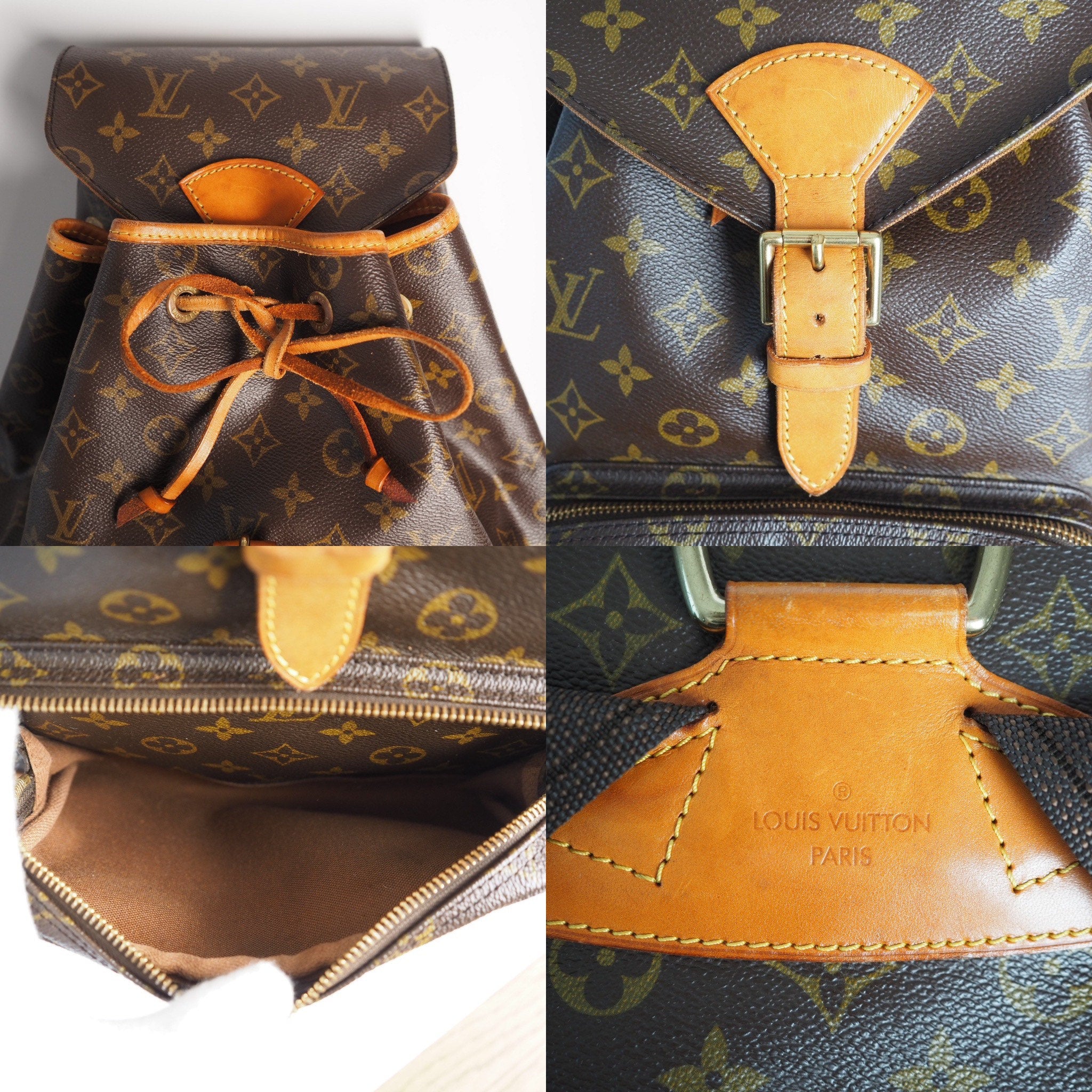 LOUIS VUITTON Monogram Montsouris GM Unisex Backpack Authentic