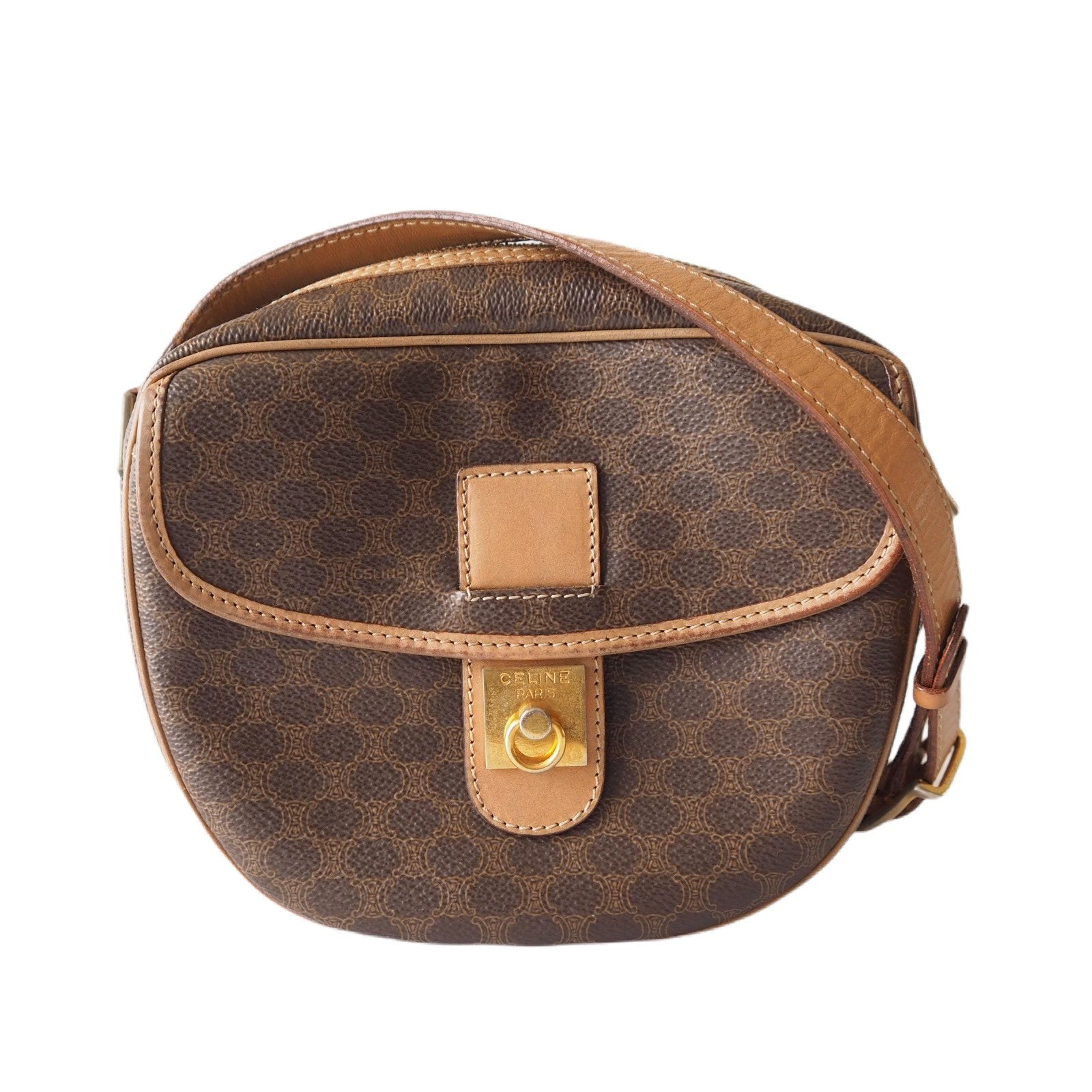 CELINE Macadam Shoulder Bag Gancini Authentic Vintage Classical