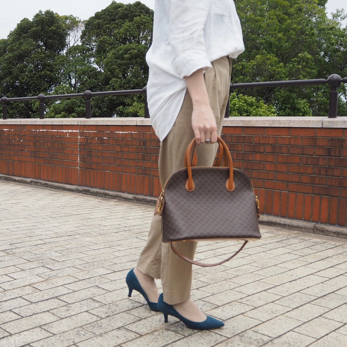 CELINE Macadam 2way Hand Shoulder Bag Authentic Vintage Classical