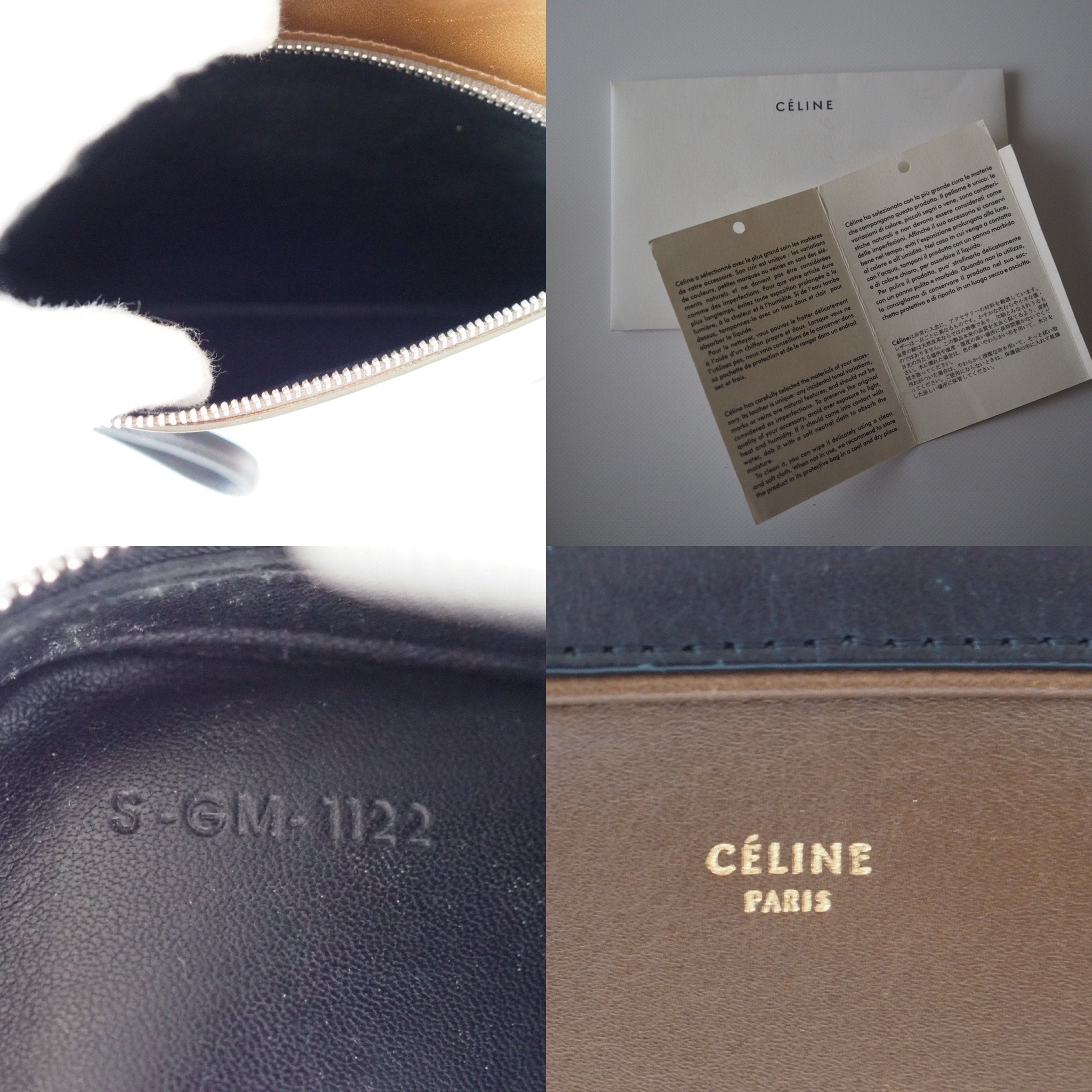 CELINE Clutch bag Pouch Brown LEATHER Authentic