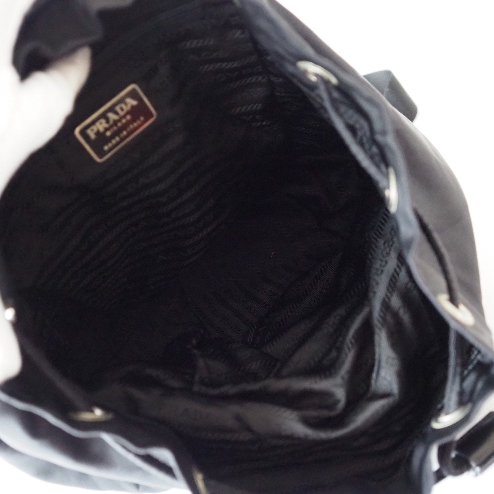 PRADA Nylon Leather Backpack Bag Black Logo Purse Authentic