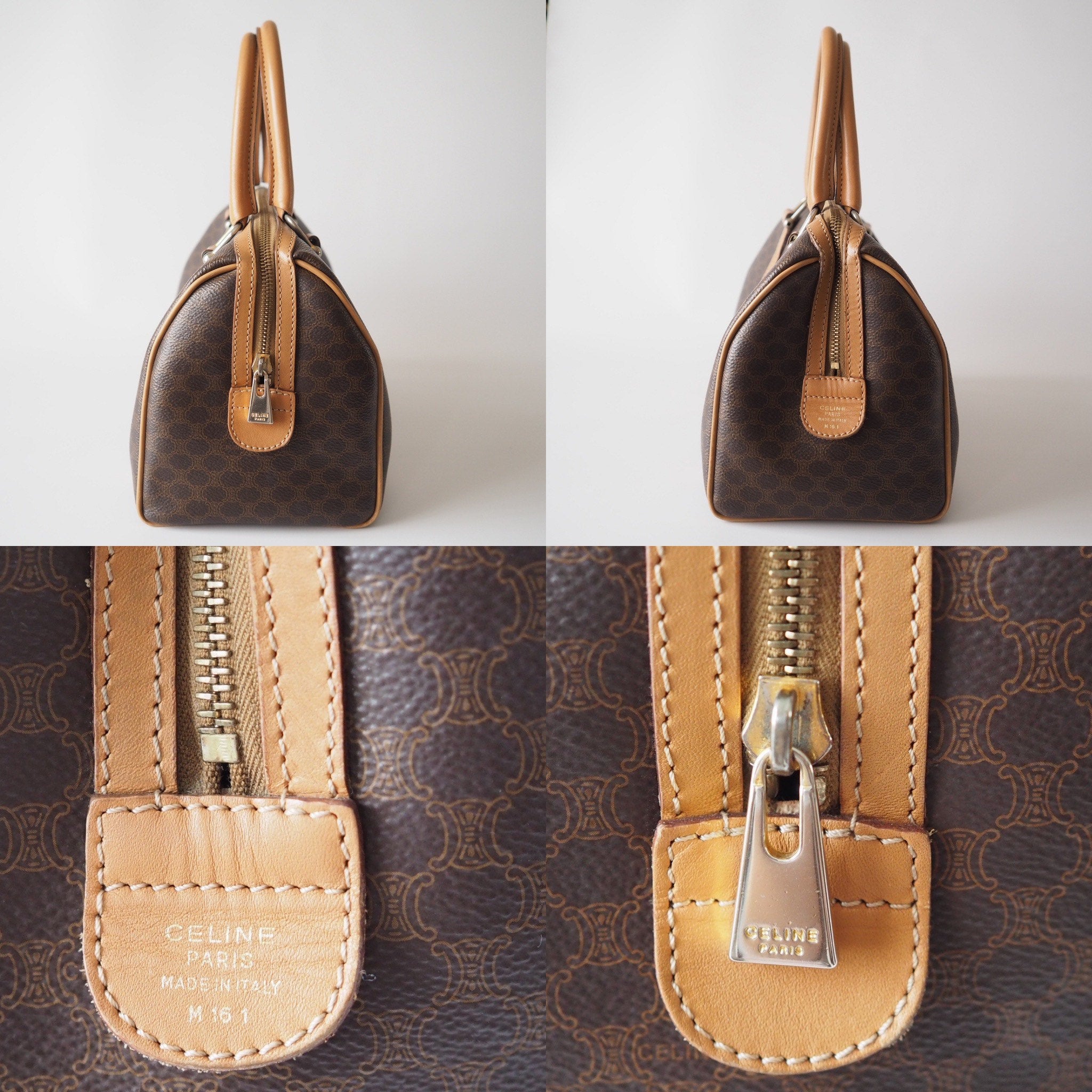 CELINE Macadam Hand Boston Bag Vintage Classical Authentic