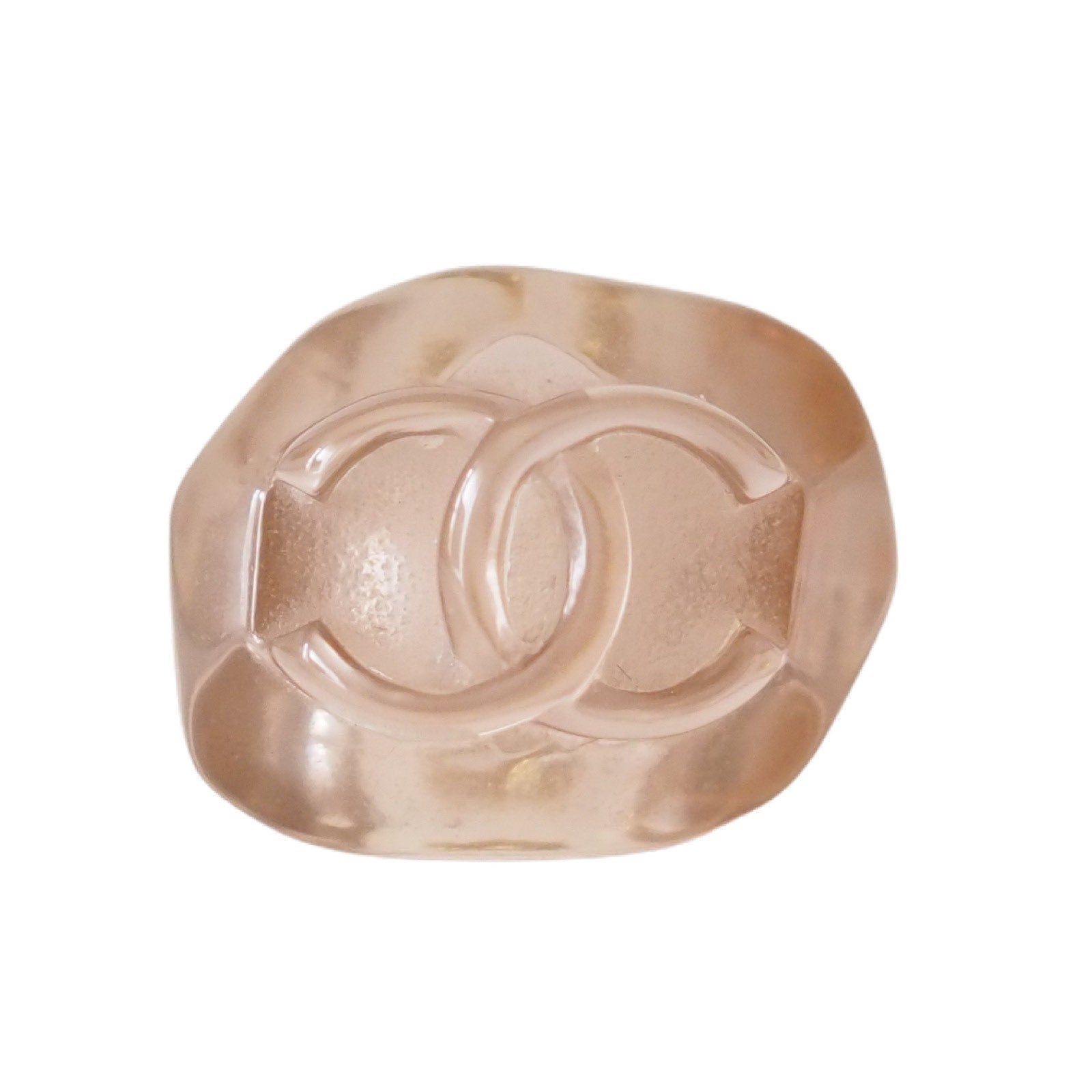 CHANEL COCO Ring Plastic Clear Pink Beige