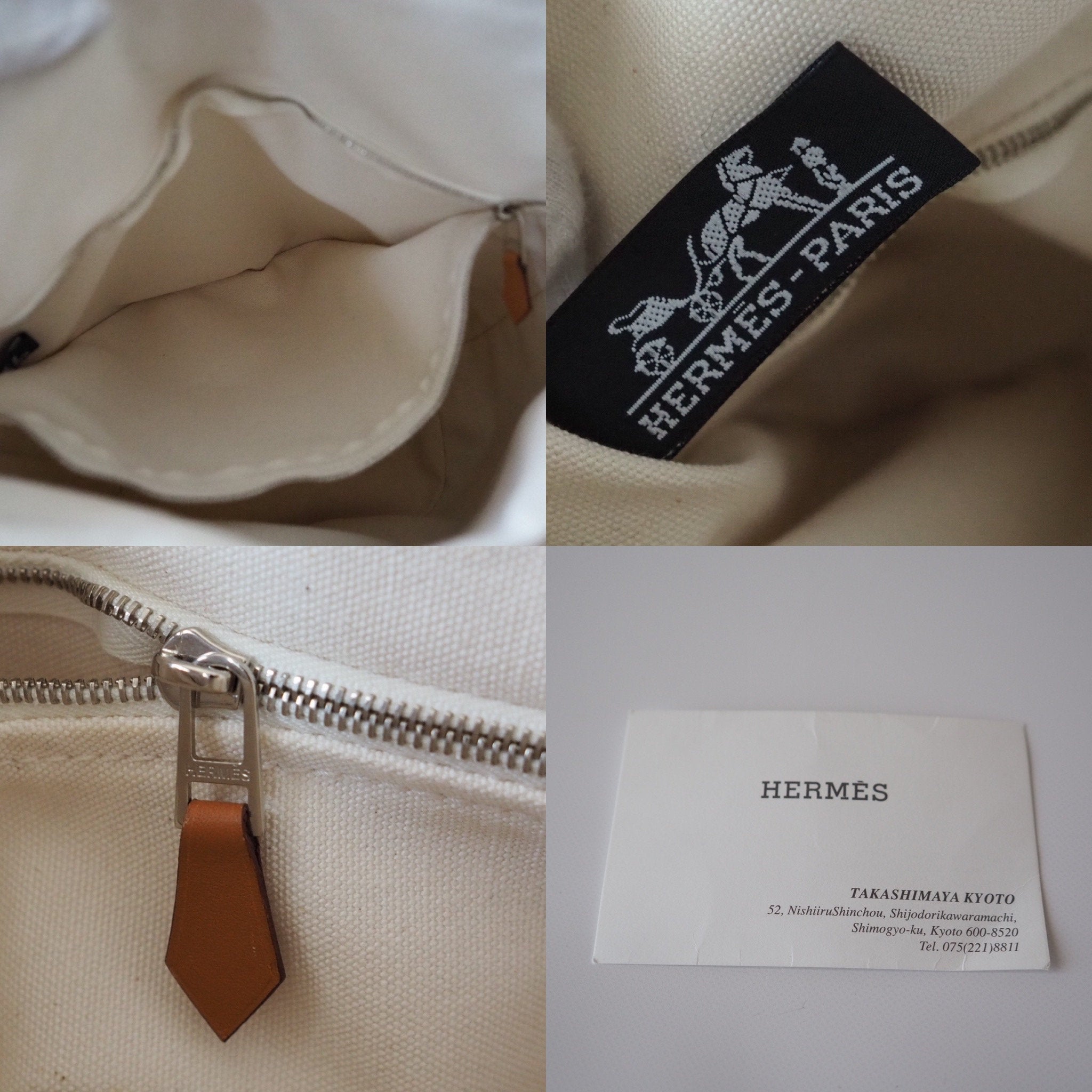 Hermes Saxo MM Hand Tote bag Canvas Beige Authentic