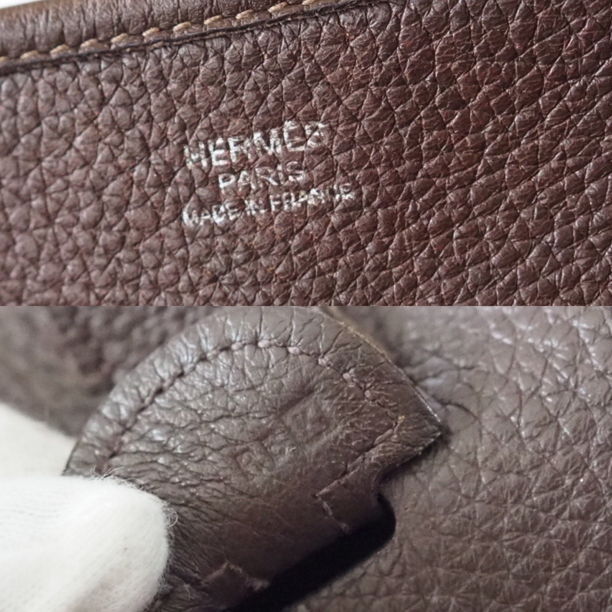 HERMES Evelyne II PM Brown Leather Shoulder Bag Authentic