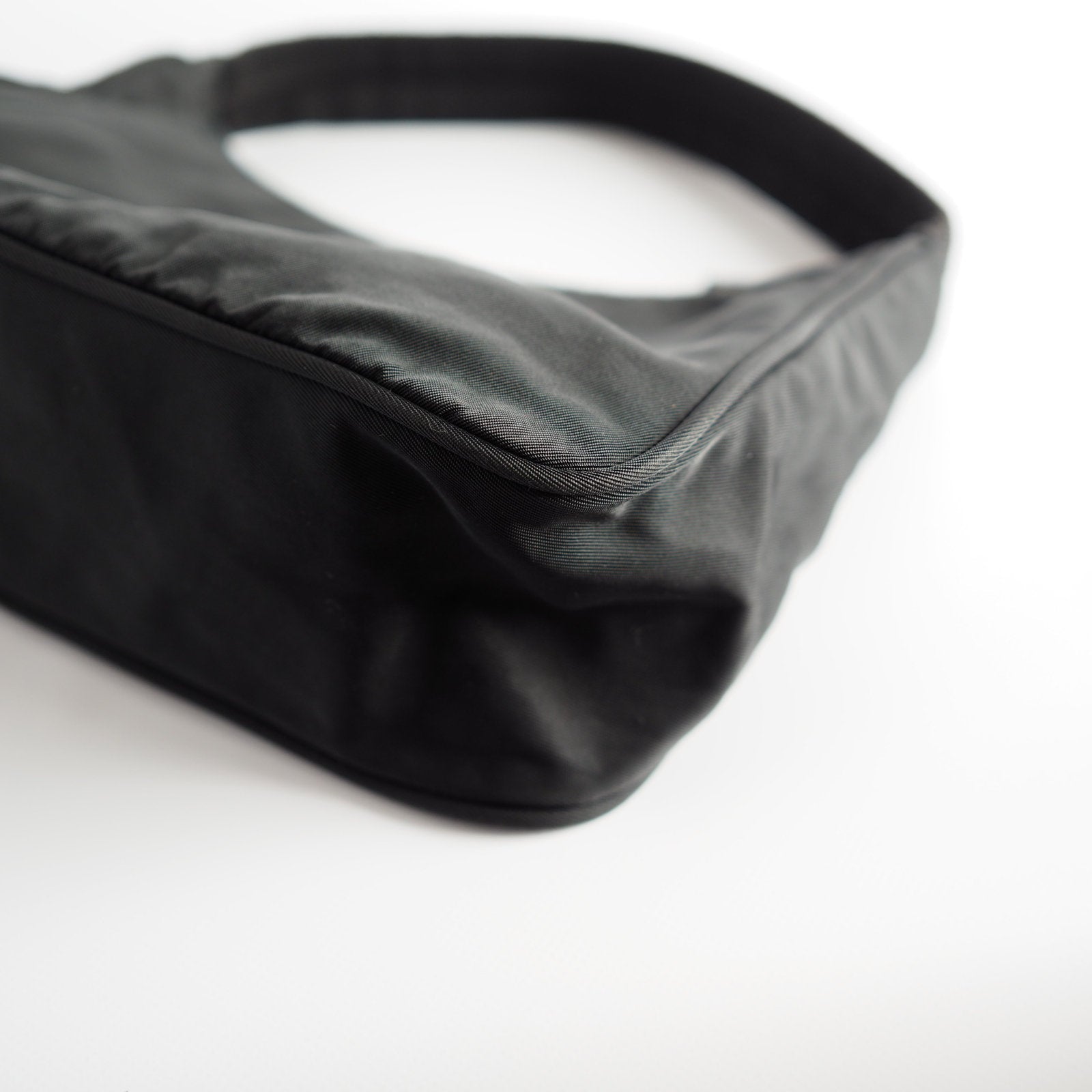 PRADA Nylon Hand Bag Black Logo Purse Authentic