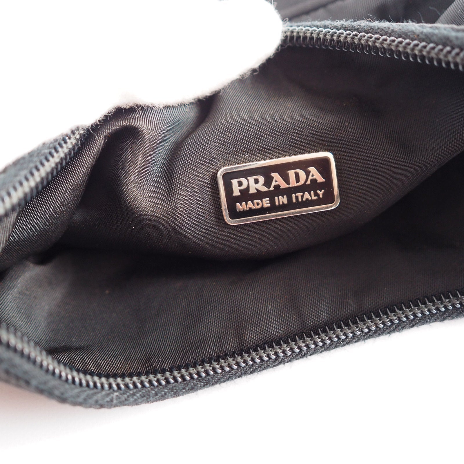 PRADA Nylon Hand Bag Black Logo Purse Authentic