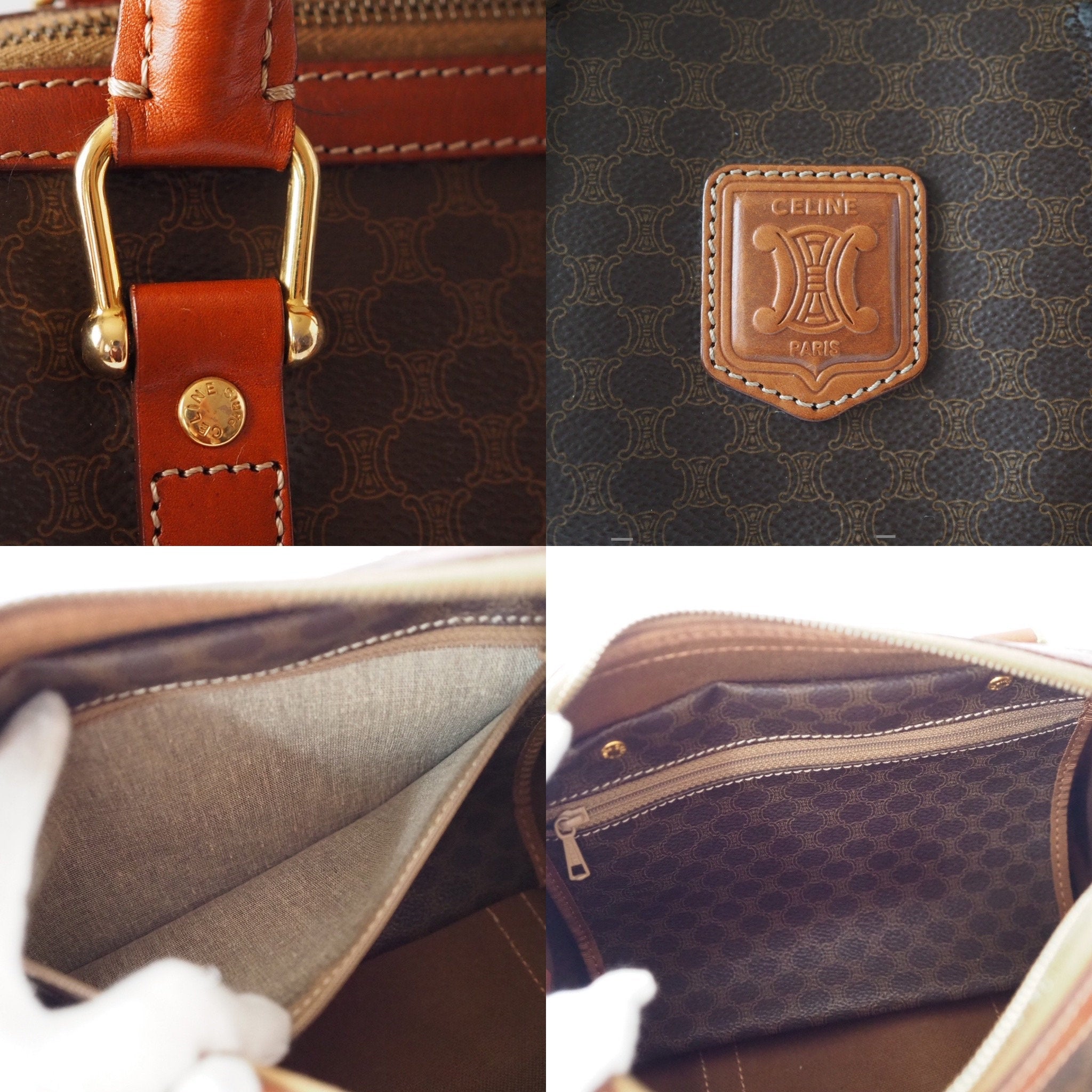 CELINE Macadam Hand Mini Boston Bag Authentic Vintage Classical